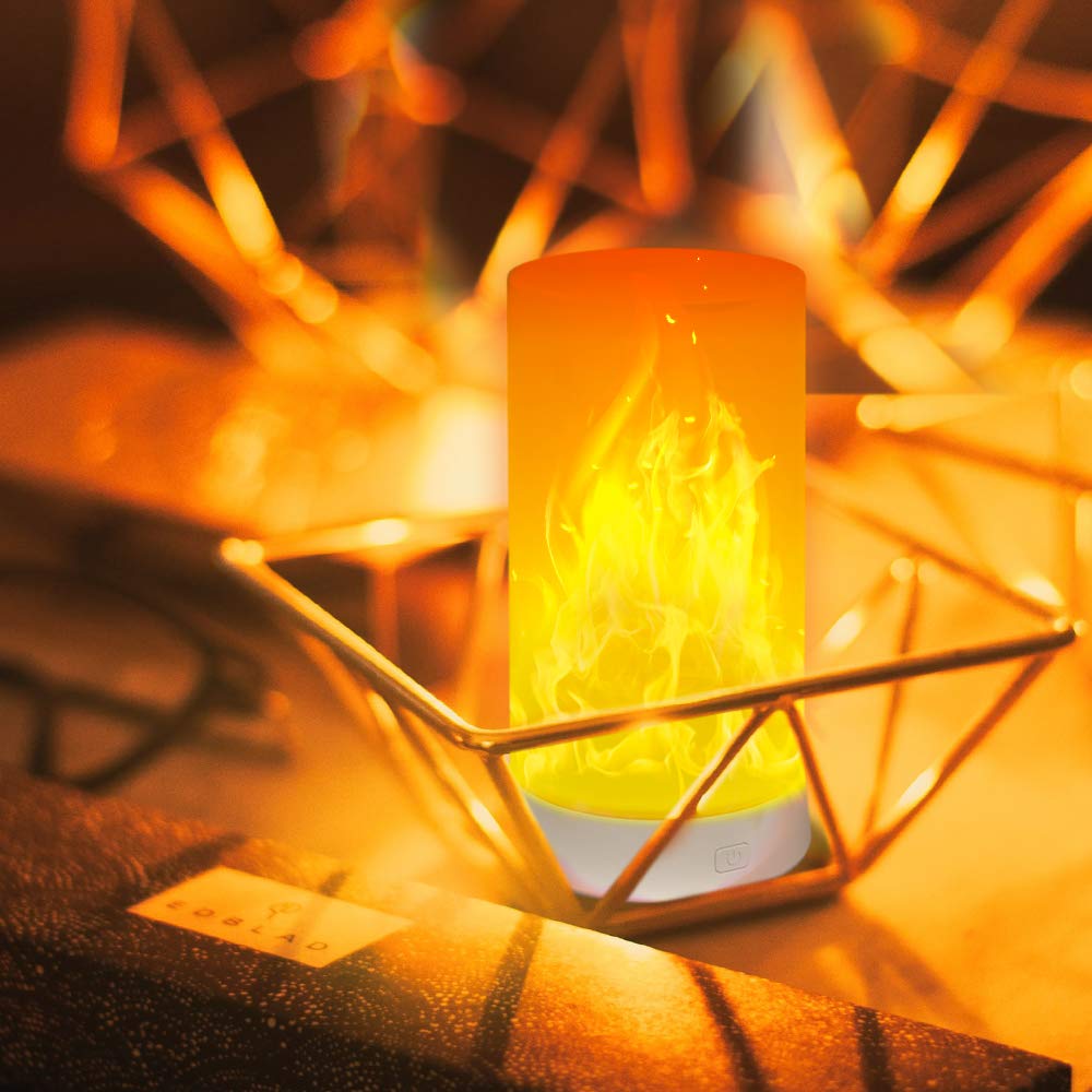PDGROW LED Flame Effect Light, Flame Lamp 4 Modes USB Rechargeable Fire Lights Indoor Campfire Outdoor Decorative Lantern Hanging Lamps Fireplace Romantic Light for Home Party Camping Bar