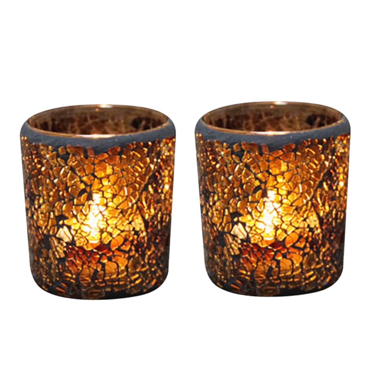 OSALADI European Style Glass Candlestick Set of 2 Stylish Candle Holders for Home and Party Desktop Decor 2.95X2.95X3.34In Flameless Candle Holder Alternative