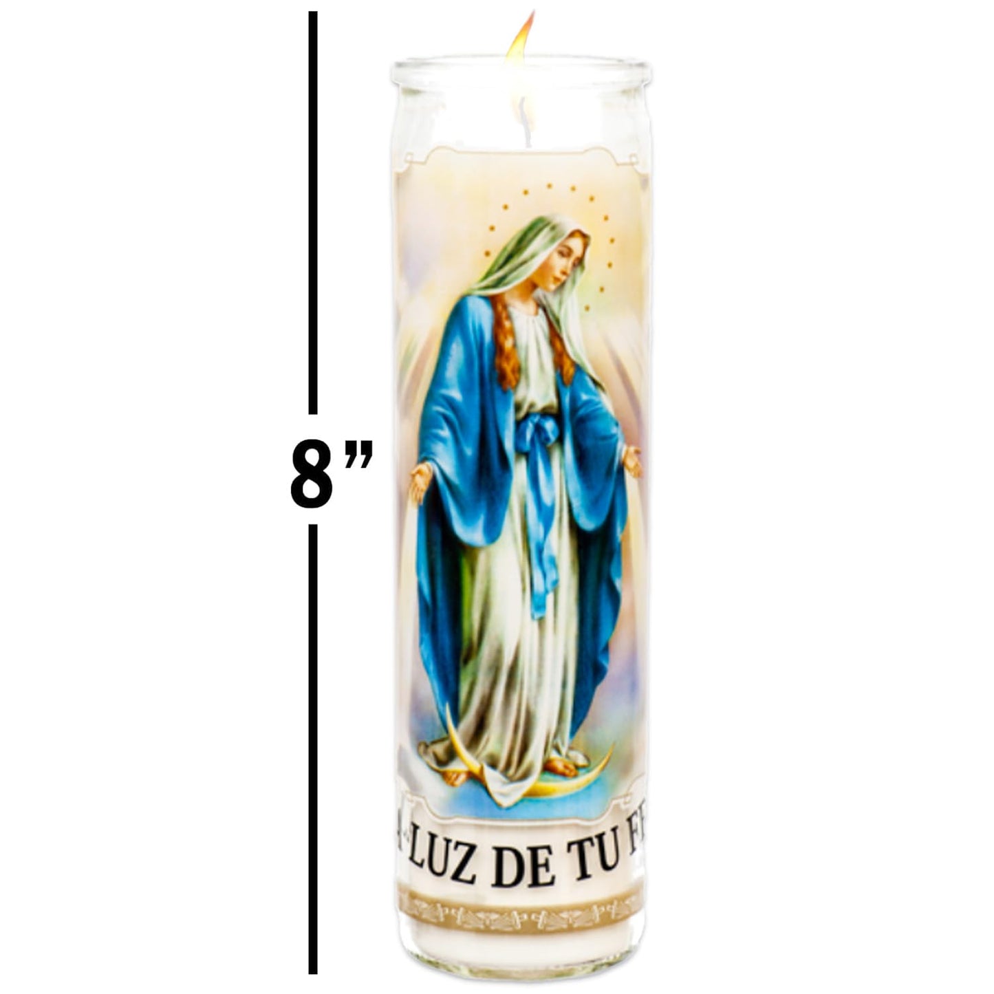 Generic Virgin Mary 6 Pack of 8 Inch White Unscented Religious Our Lady of Fatima & Guadalupe Candles for Vigils, Prayers, Blessing Ceremonies, Church Services & More