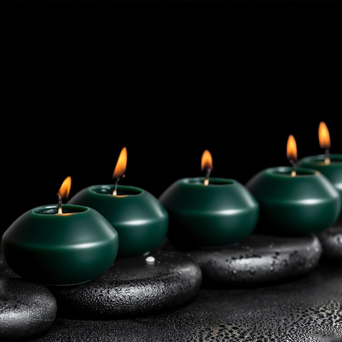 Dark Green Floating Candles 3 Inch 12 Pack – Paraffin Wax Floating Candle for Greenery Weddings, Christmas, Parties & Home Décor – Long Burning & Clean Flame