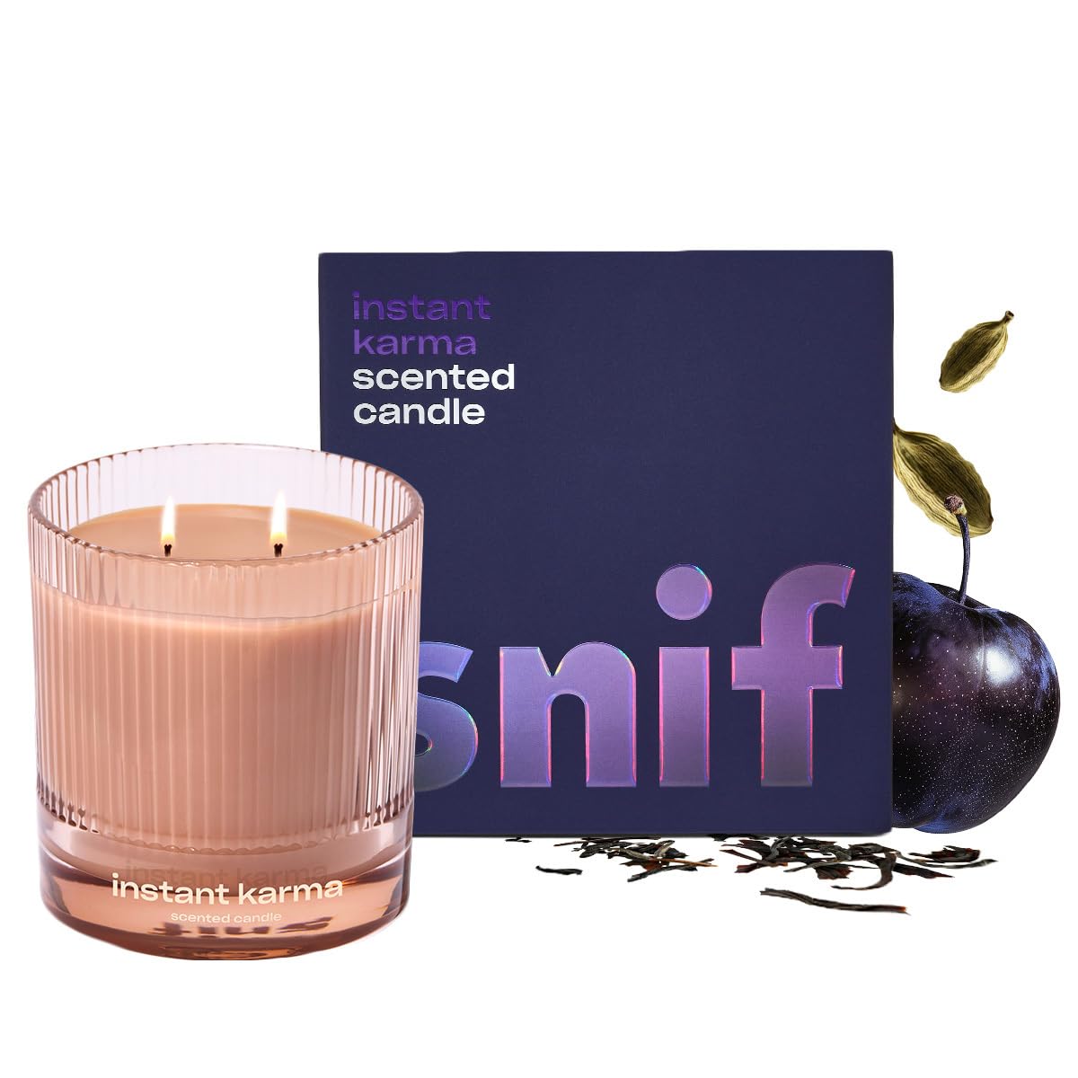 Instant Karma Luxury Scented Candle by Snif, Dark and Dreamy Scent, 50+ Hours, 100% Cotton Fiber Wicks, Soy Wax Blend, Non-Toxic, Vegan, 8.5 oz