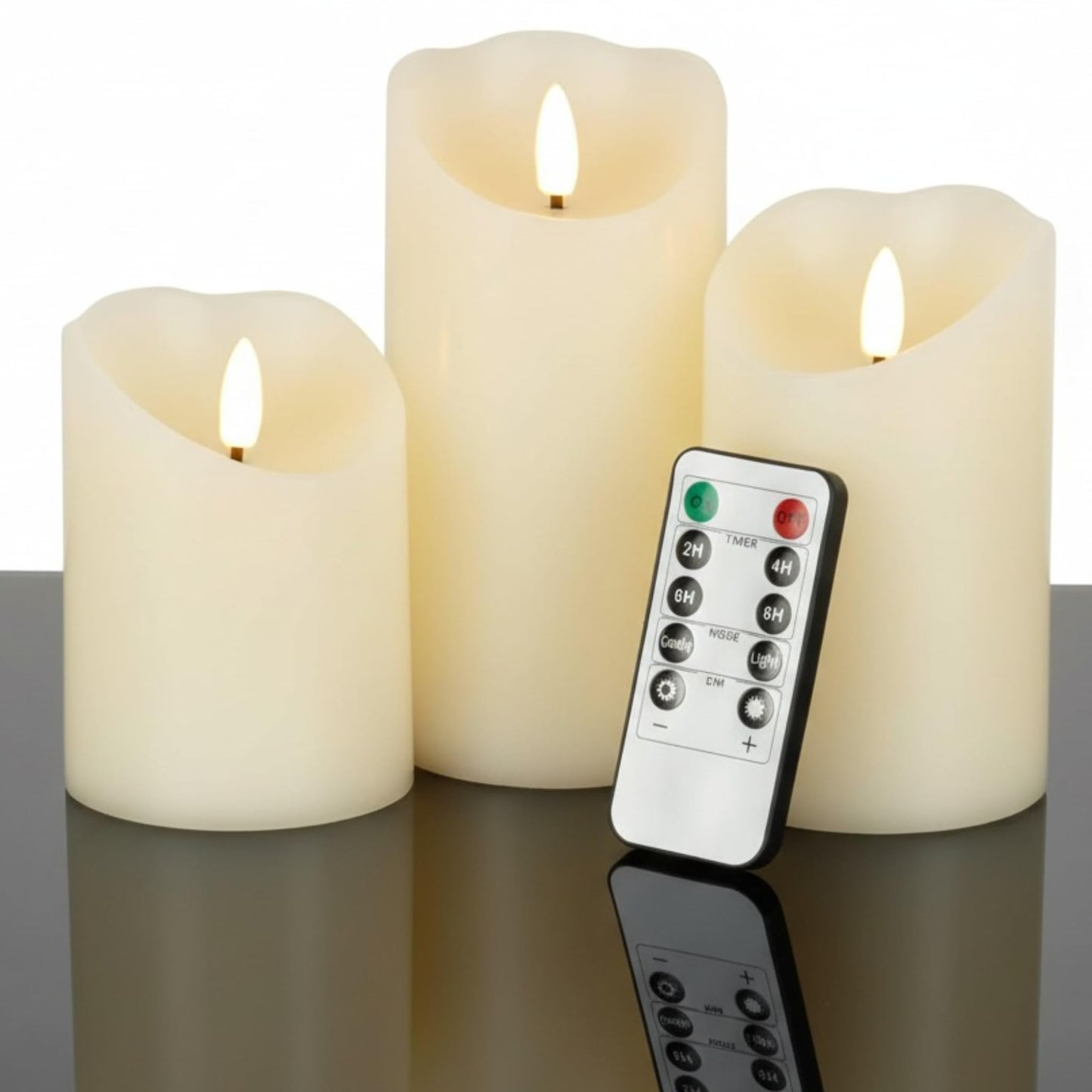 VENTA Set of 3 Warm Ivory Pillar Candles | Real Wax Battery Operated Candles with Flickering Flame | Timeless Year-Round Decor for Weddings, Mantels & Centerpieces