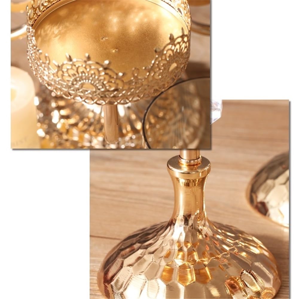 YUHUAWF Candle Holderss Golden Metal Glass Candlestick Home Dining Table Decoration Ornament Candle Holder Decorative Candlestick(Medium)