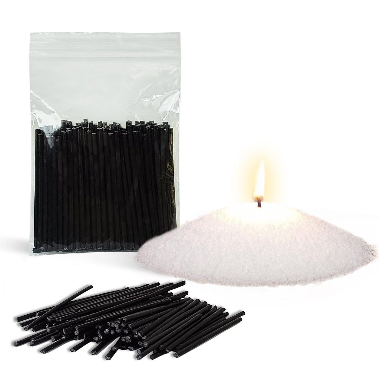 Pearled Candle Cotton Wicks 50-Pack for Sand Candles Making - 2Inch Metal-Free and Lead-Free Refill Sand Wax Wick for Candle Making DIY (Black)