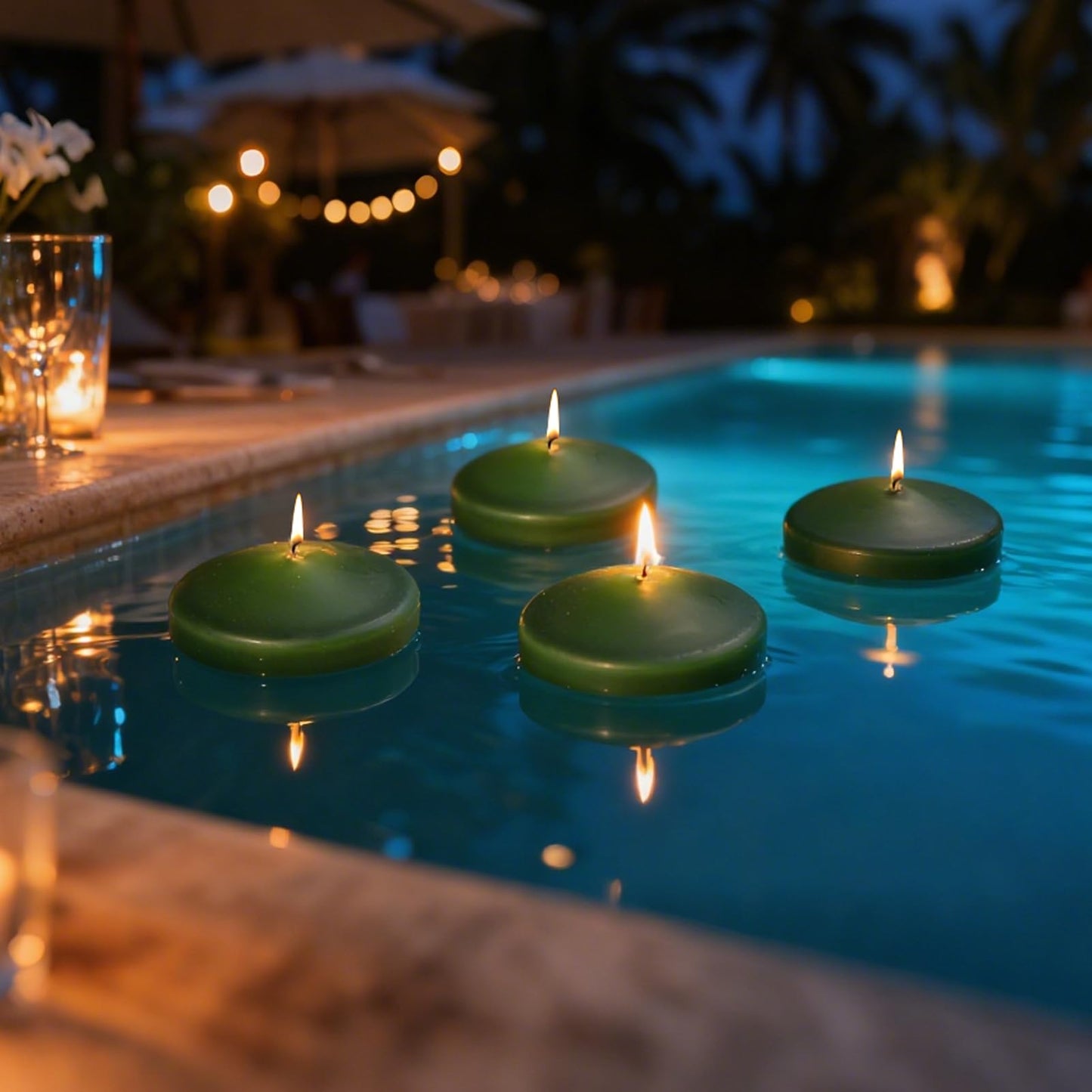 3 inch Floating Candles 36 Packs Green Floating Candle for Centerpieces 8-9 Hours Floating Candles 3” Water Candles for Cylinder Vases, Pool, Wedding, Christmas