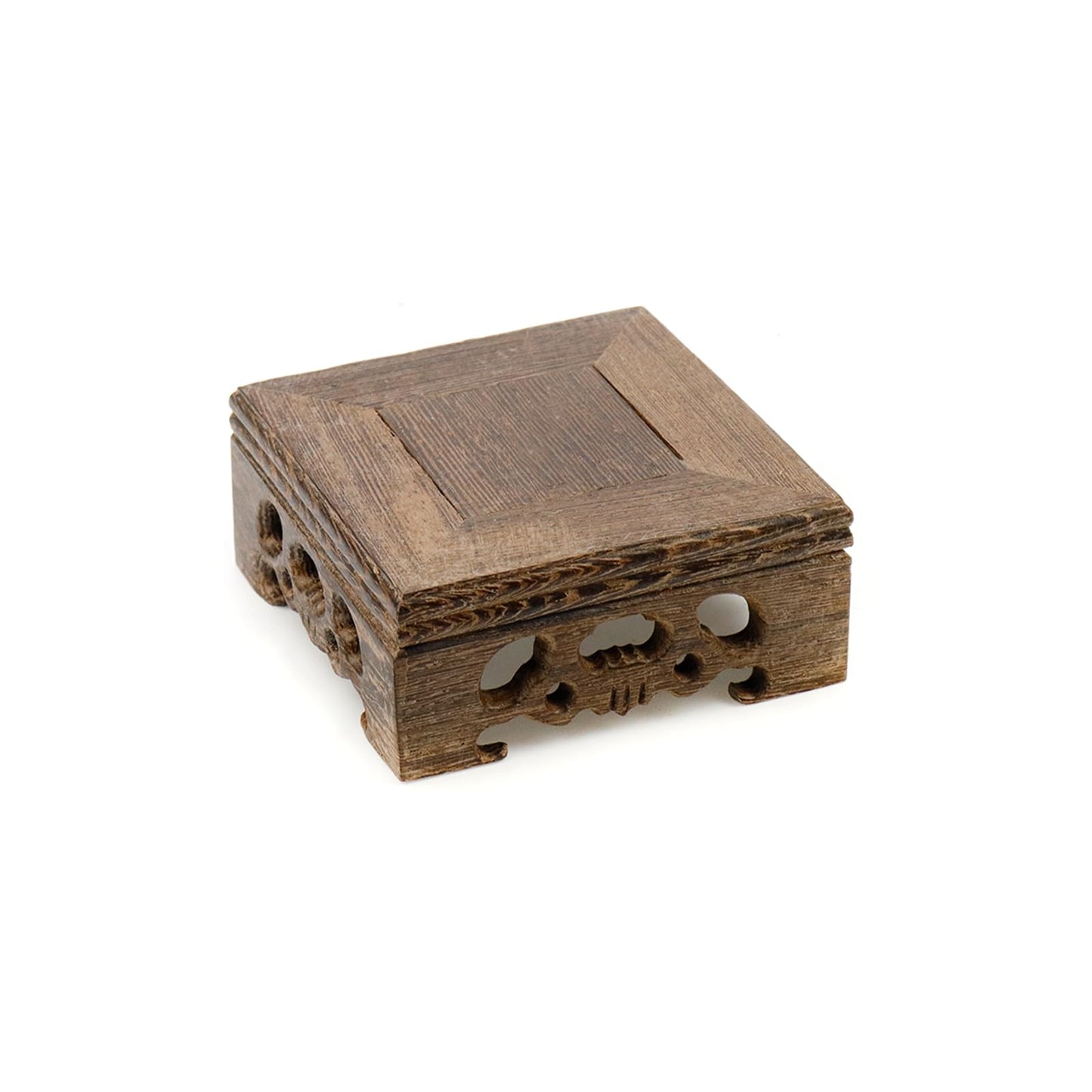 WDONAY Wooden Display Stand Base 3.15"×3.15" Square Wood Carved Pedestal Oriental Style Stand for Vase, Teapot, Table Lamps