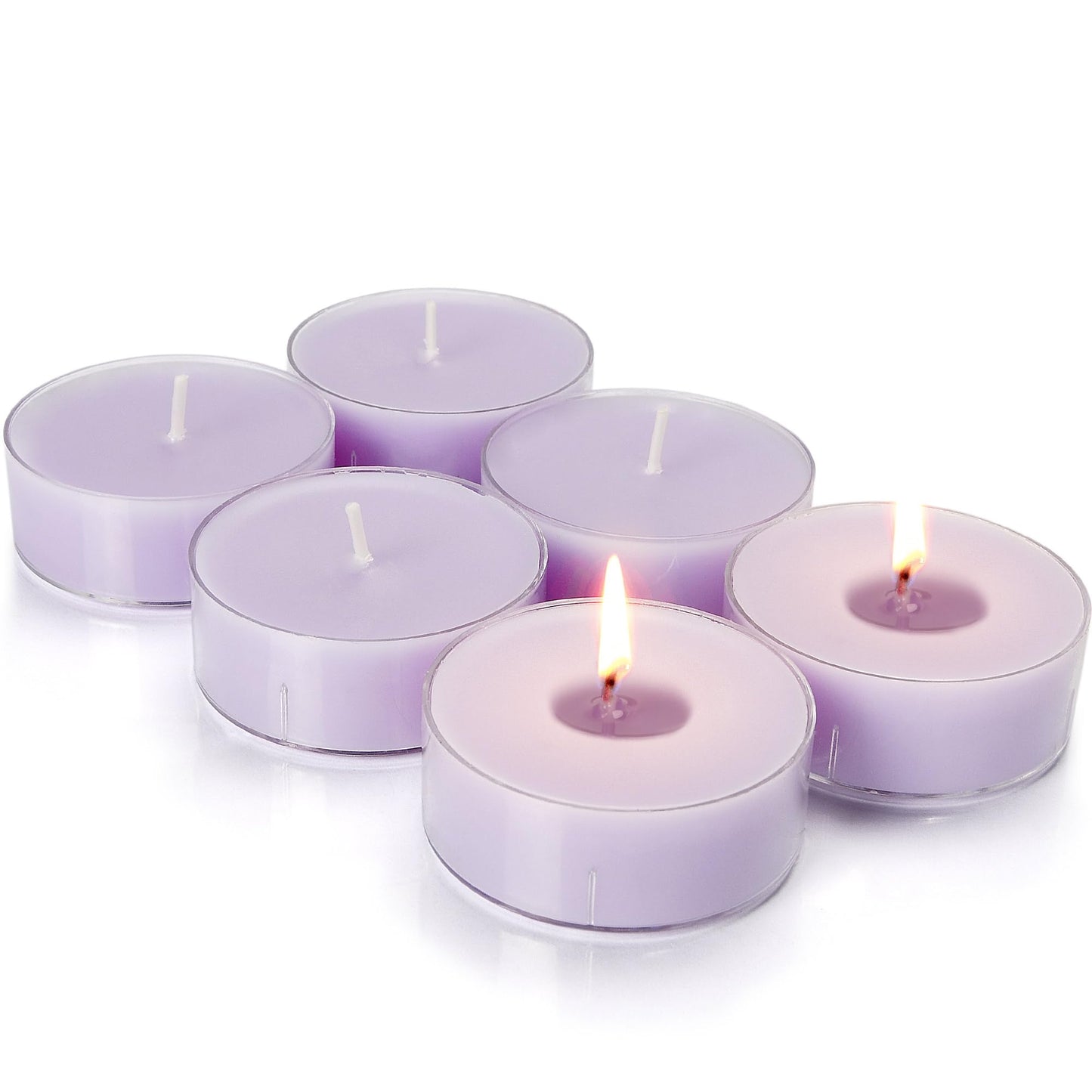 Lavender Scented Tealight Candles, 6 Pcs Natural Soy Tea Lights Candle - 8 Hours Long Burn Time, Extra-Large Smokeless and Clean Burn Tealight Candles for Home Dinner Weddings Party