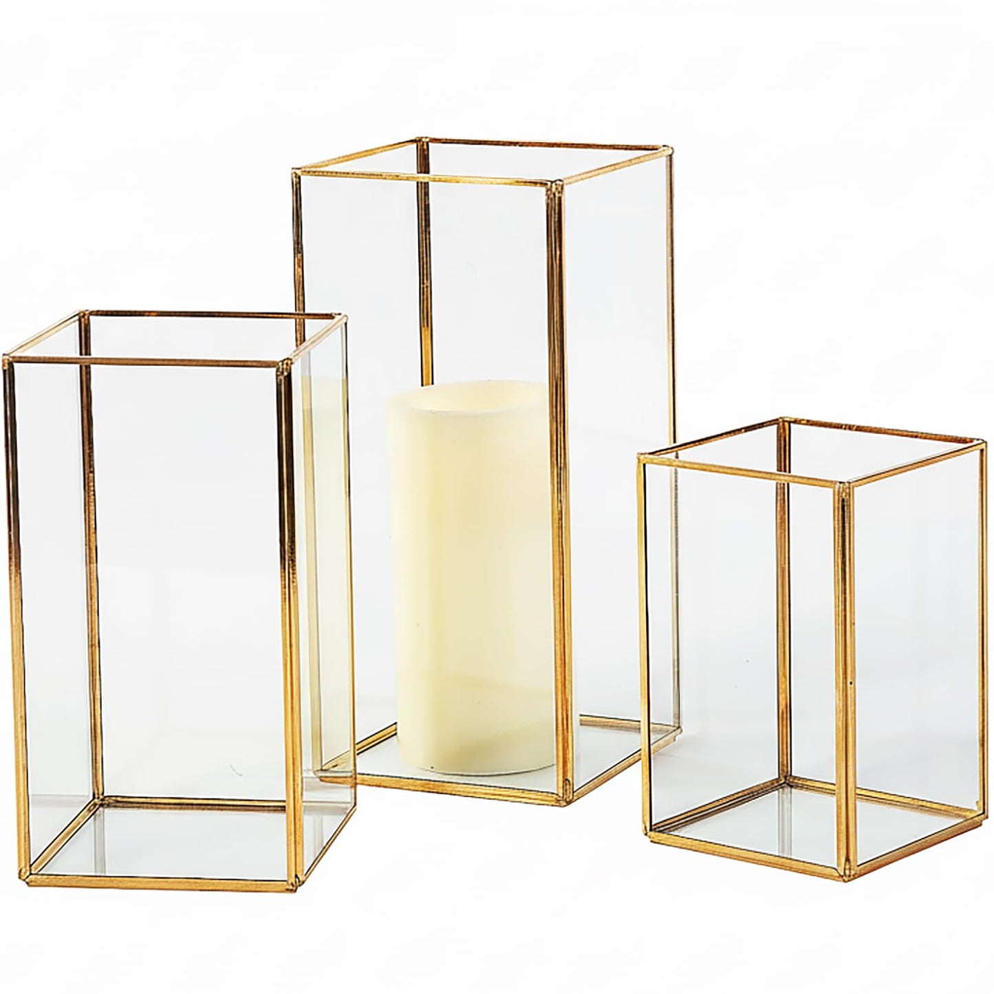 Fun Express Set of 3 Square Glass Candle Holders – Elegant Home Décor for Living Room Dining Room & Special Occasions – Stylish Glass Candle Stands for Table Settings & Modern Interiors – 3 Pieces