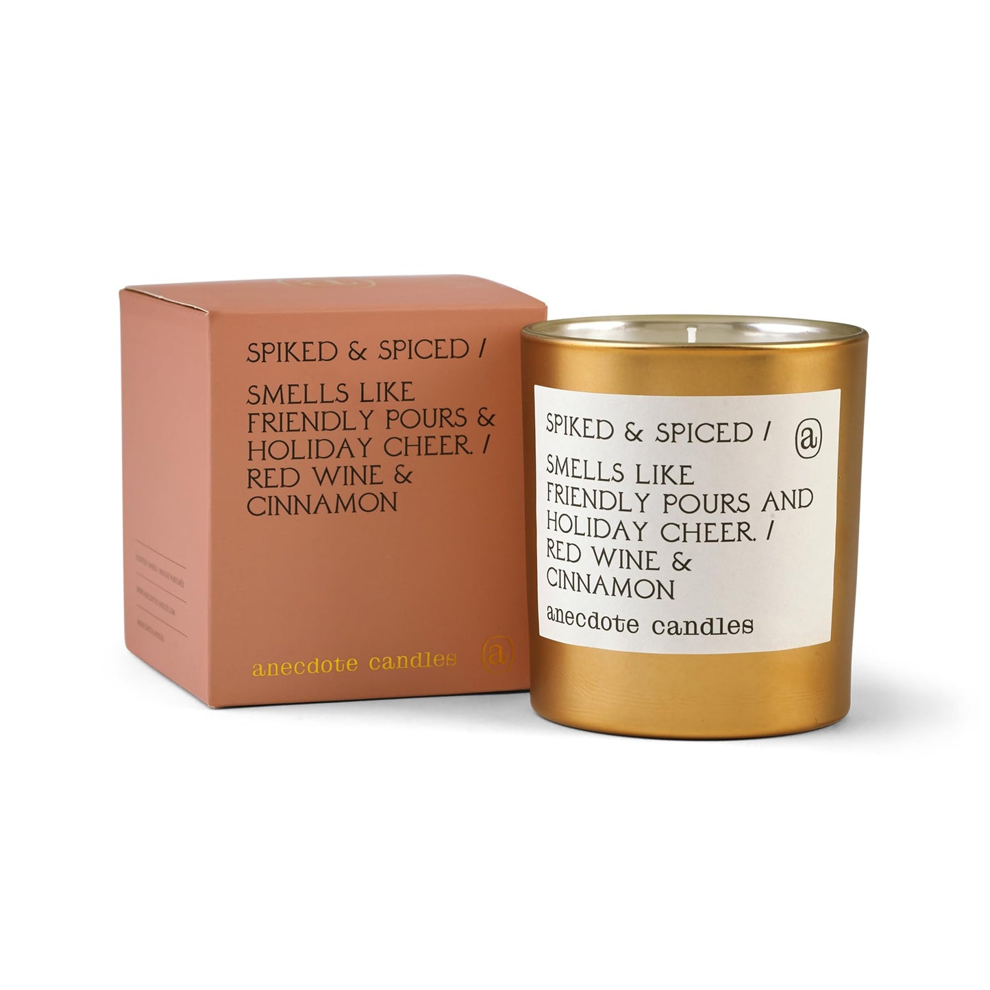 Anecdote Candles ‘Spiked & Spiced' Coconut Soy Wax Candle Jar | Premium Hand Poured & Long Burning | Red Wine & Cinnamon Scent | Phthalate-Free | for Home, Office, Gift - 9 Oz