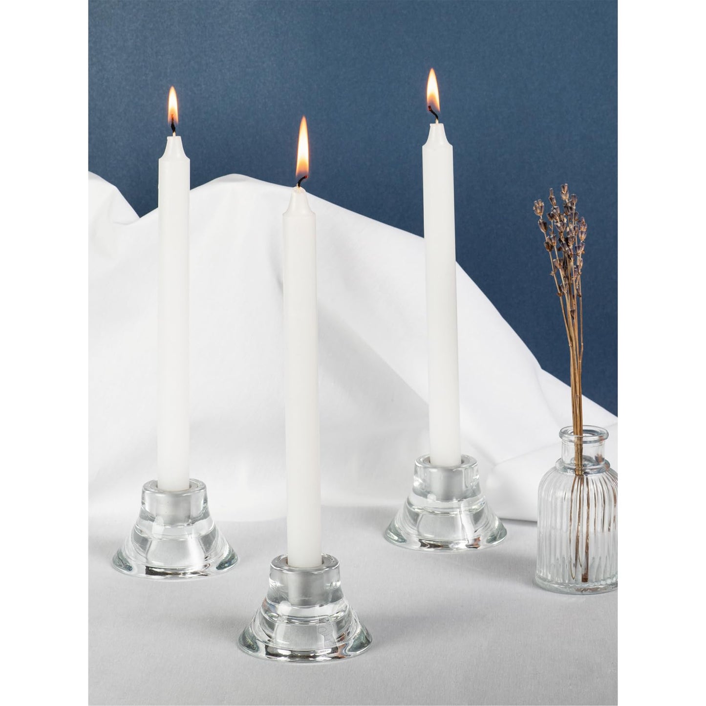 CANDWAX White Taper Candles Pack of 4 - Slow Burning Dripless Unscented Straight Candles 10 inch - Ideal for Dinner Table - Smokeless Long Candlesticks
