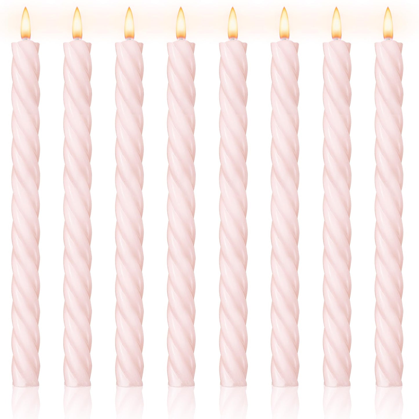 Whaline 8Pcs Baby Pink Spiral Candles Dripless Twisted Wax Candles 10 Inch Long Unscented Candle Sticks for Valentine's Day Wedding Baby Shower Birthday Party Home Decor