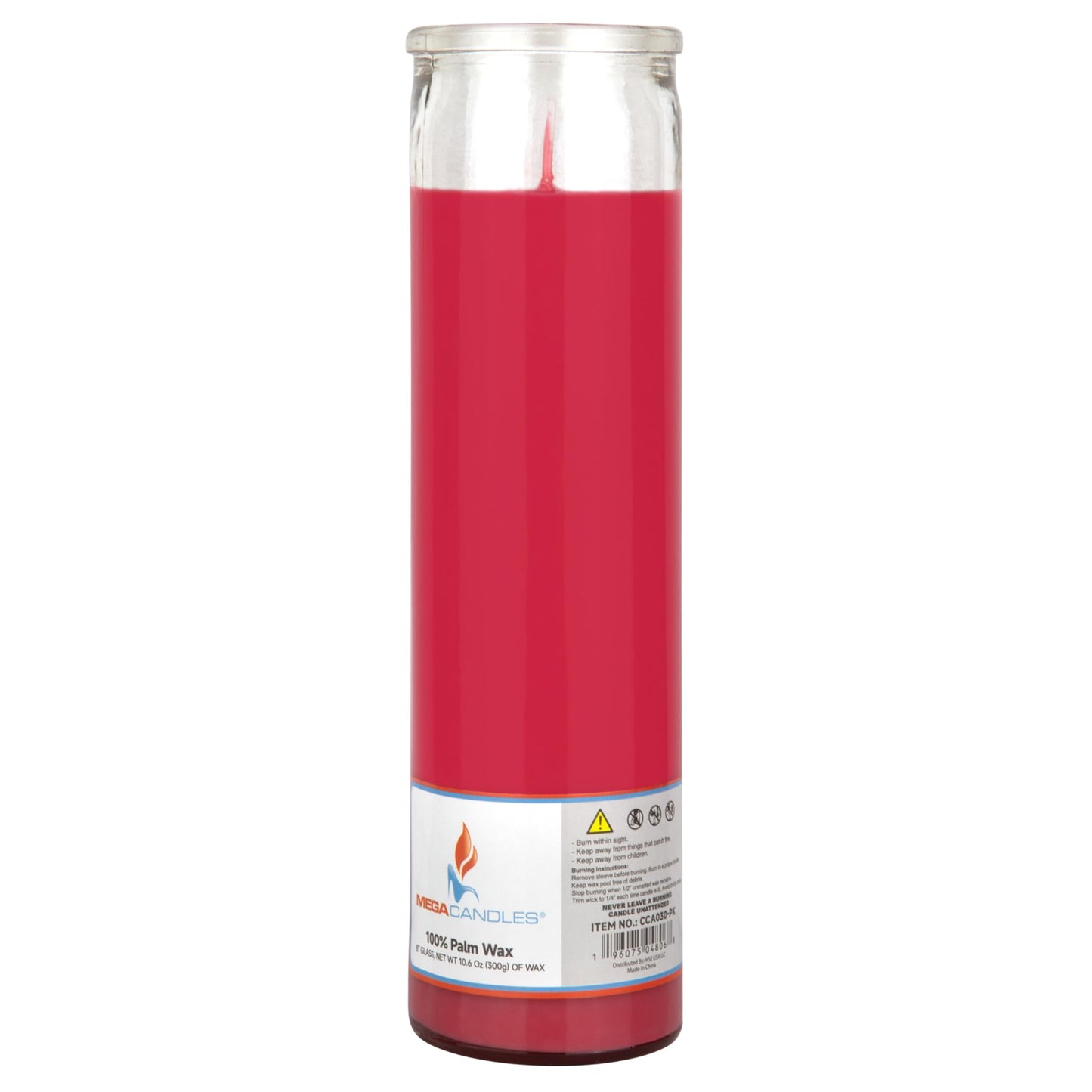 Mega Candles 1 pc Unscented Pink Glass Container Devotional Prayer Candles, Shortening Wax Candle 2 Inch x 8 Inch, Sanctuary, Vigils, Prayers, Spiritual, Blessings, Religious, Altar, Remembrance
