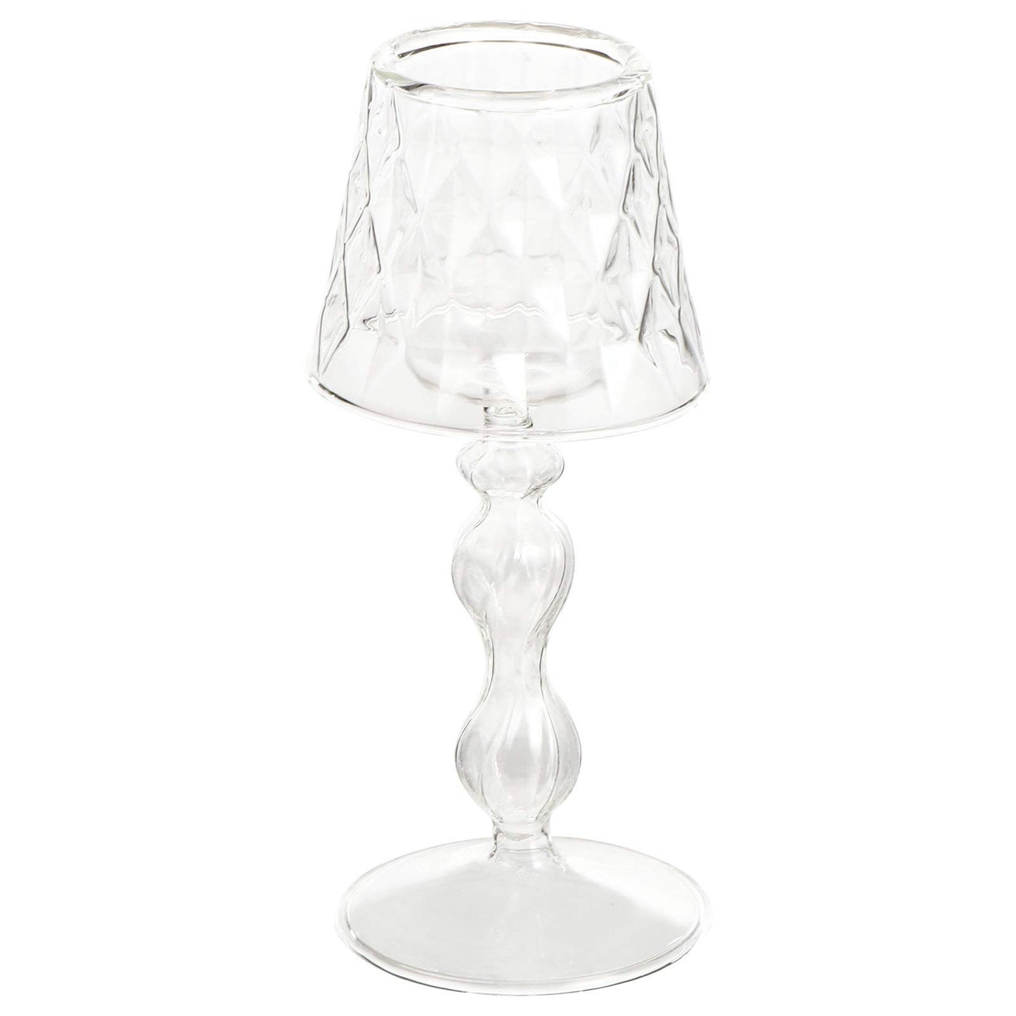 Uonlytech Glass Candlestick 7.48In Decorative Candle Holder for Home Bedroom Office Table Lighting Elegant Household Candle Stand