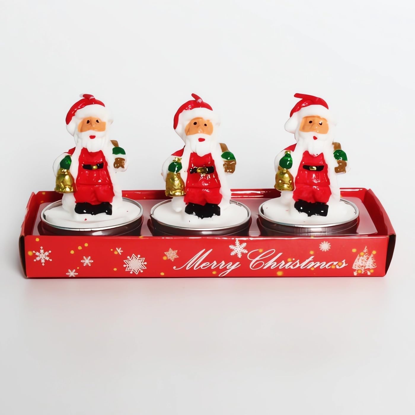 3 Pieces Tealight Candles Handmade Delicate Santa Hat Claus Christmas Tree Candle Wax Snowman Elk Pinecone House Candles for Party Wedding Spa HomeChristmas Decoration