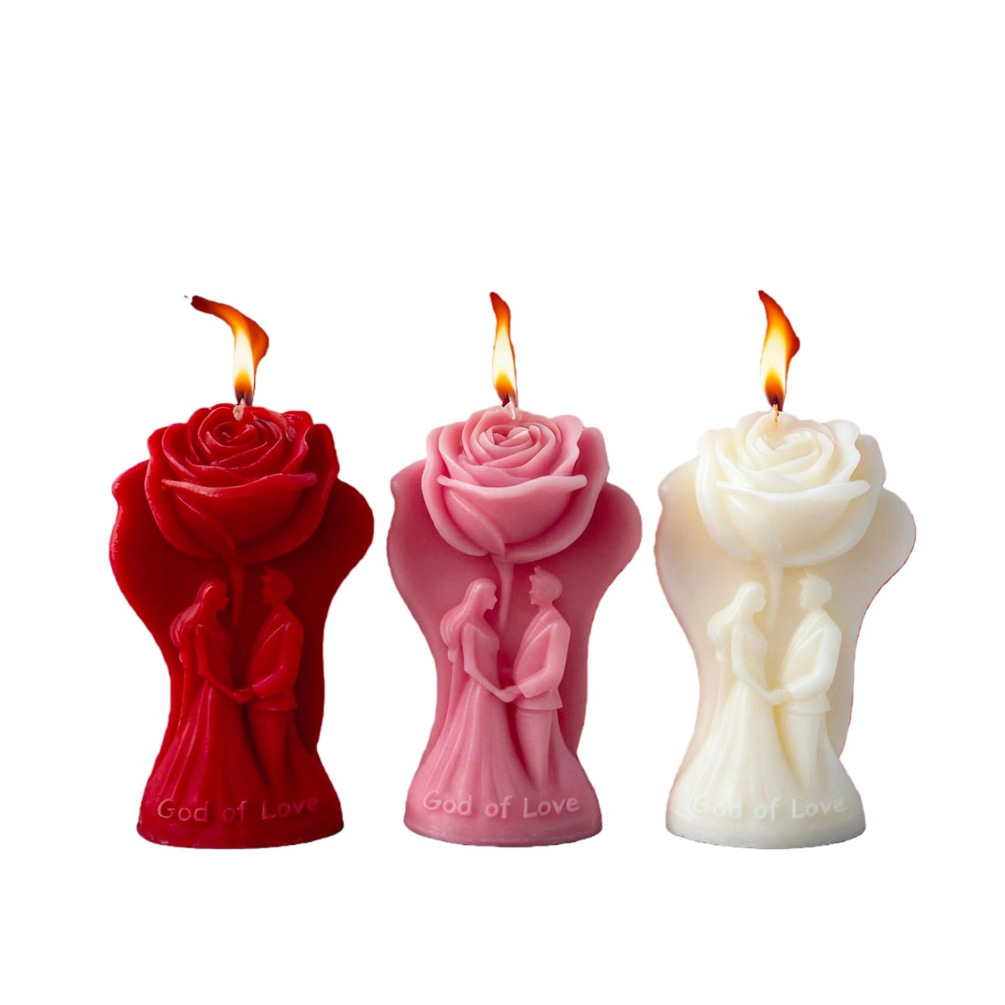 3pcs Valentine's Day Rose Couple Aromatherapy Candles, Romantic Wedding Decoration Gift Candles