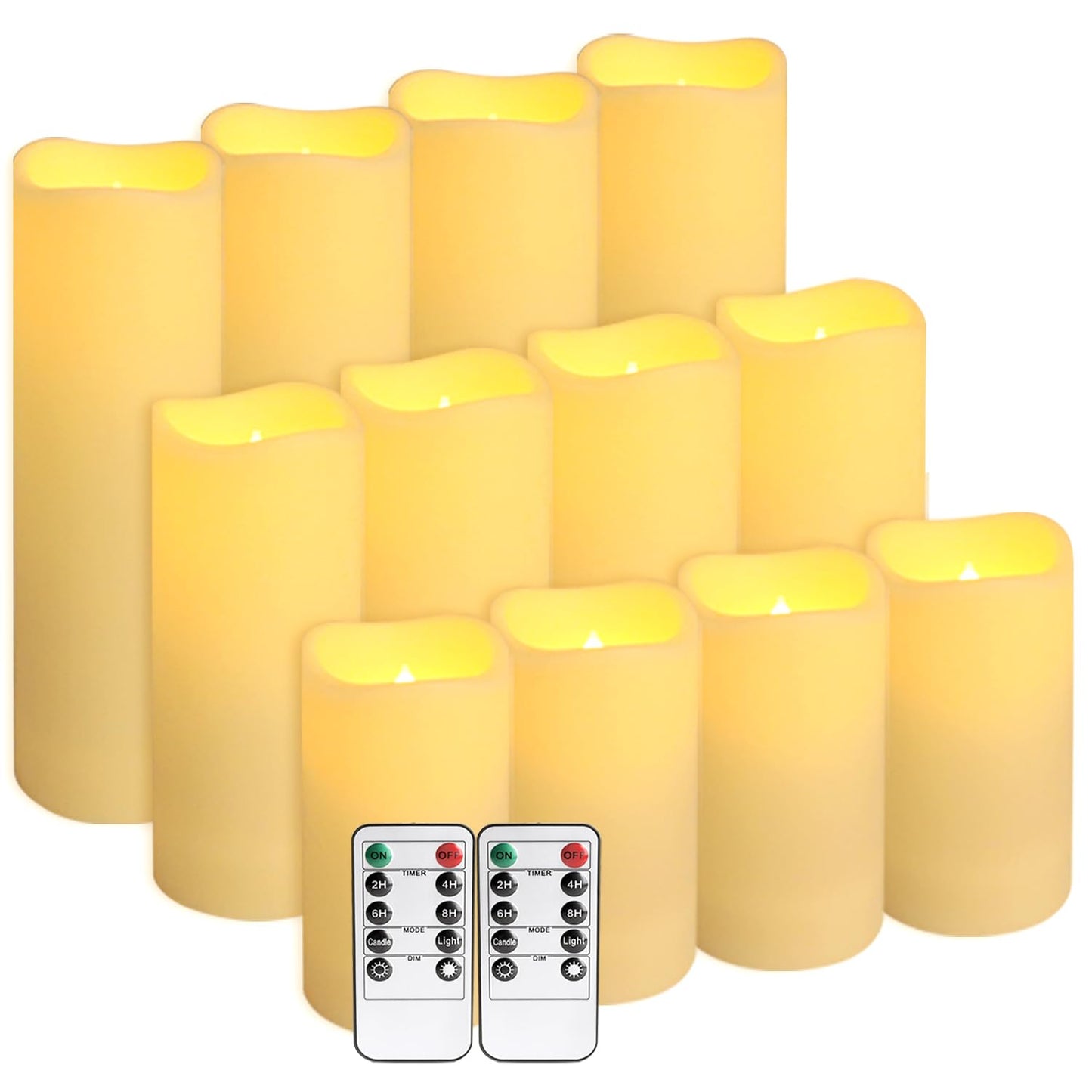 12-Pack LED Flameless Candles with Remote Control - Battery Operated, Timer, Dimmable, 3D Flame Flickering , Perfect for Halloween Christmas Parties,Wedding,Home Decor ,Gift and Special Occasions