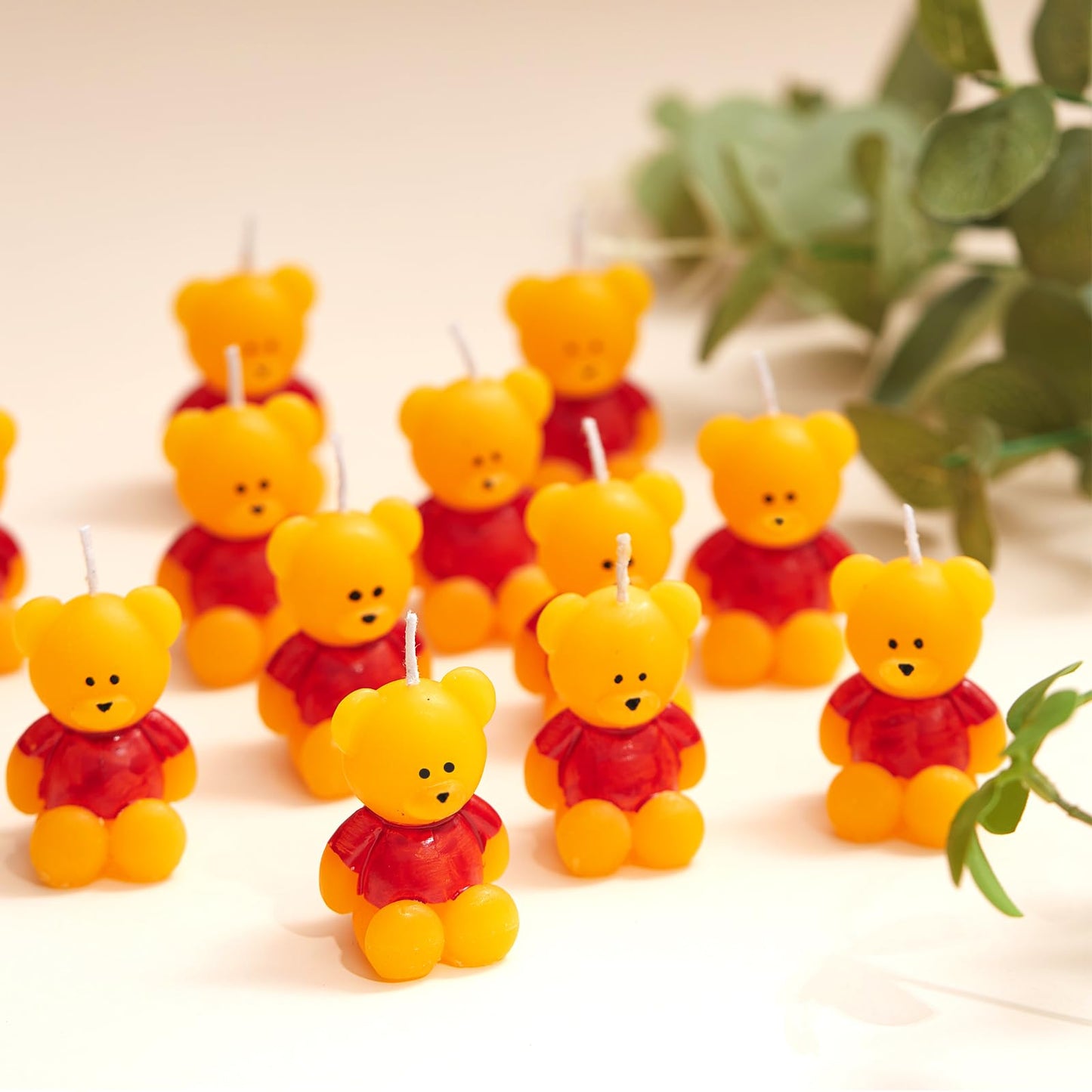 Dansib 15 Pcs Bear Baby Shower Candle Favors for Guest Bear Party Favors Baby Shower Candles Bulk for Gifts Party Decorations (Yellow)