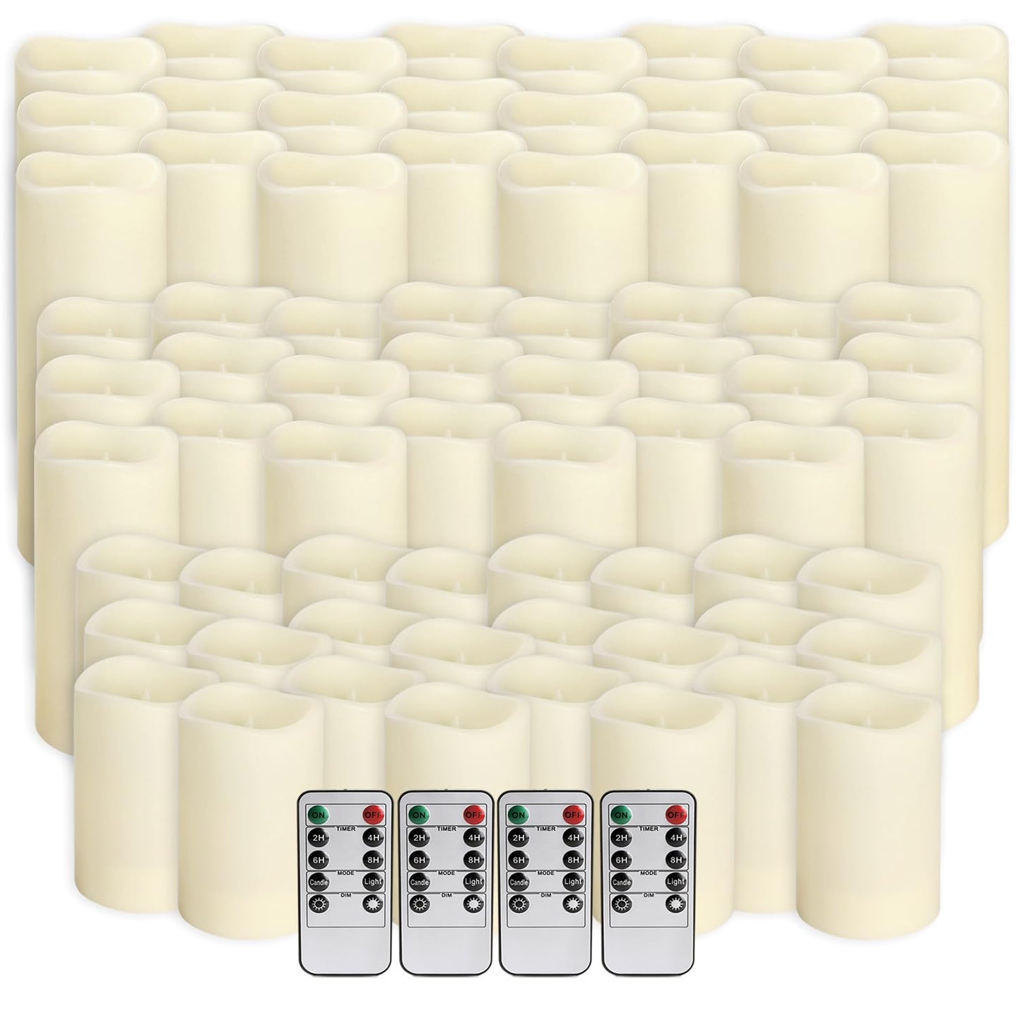 Wfmolcand 144-Pack LED Flameless Flickering Candles with Remote Control and 2/4/6/8 H Timer Led Pillar Candles of Wedding, Table, Halloween,Christmas Decorations and Special Occasions (Three Sizes)
