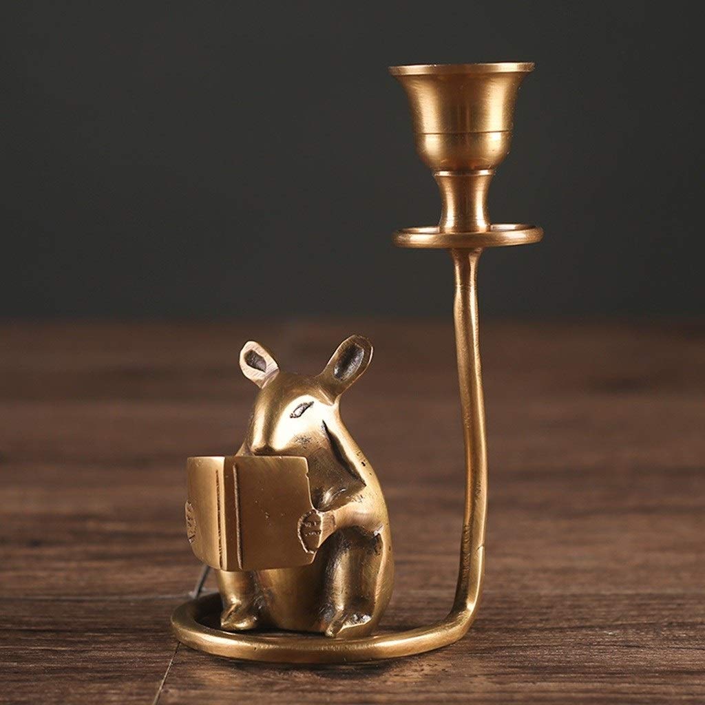 XILIN-1987 Candle Holderss Brass Candlesticks Desktop Den Ornaments Gift Items Hamster Candlestick Decorative Candlestick