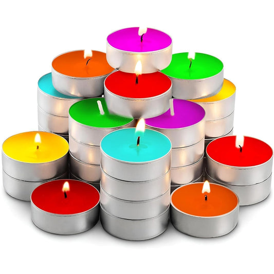 Asvino Decorative Unscented Tealight Candles – Long Burning Wax Tea Lights for Home, Festive Decoration, Diwali, Christmas, Wedding, Pooja, Spa & Aromatherapy (Multicolor, Pack of 200)