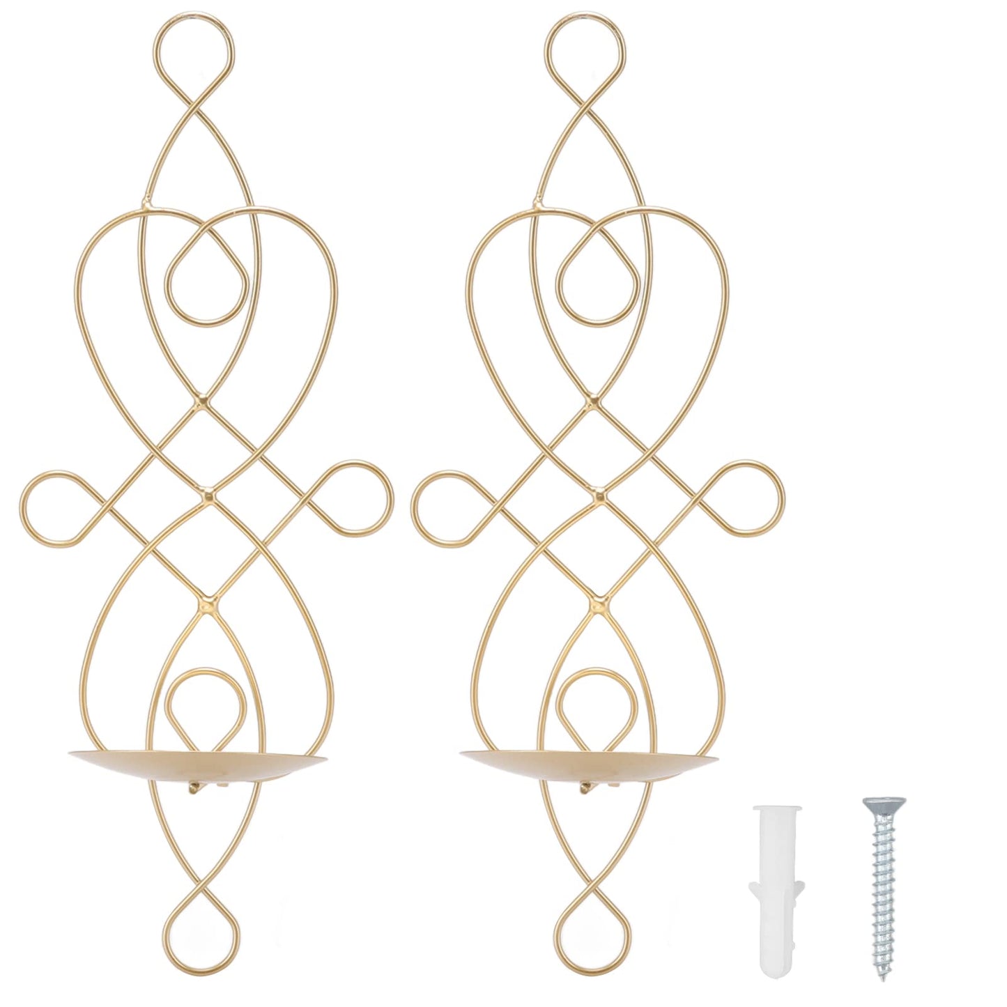 Wall Sconces Candle Holder, Set of 2 Iron Hanging Candle Sconce Holder Foldable Wall Candle Holder for Bedroom Dining Room (Gold)