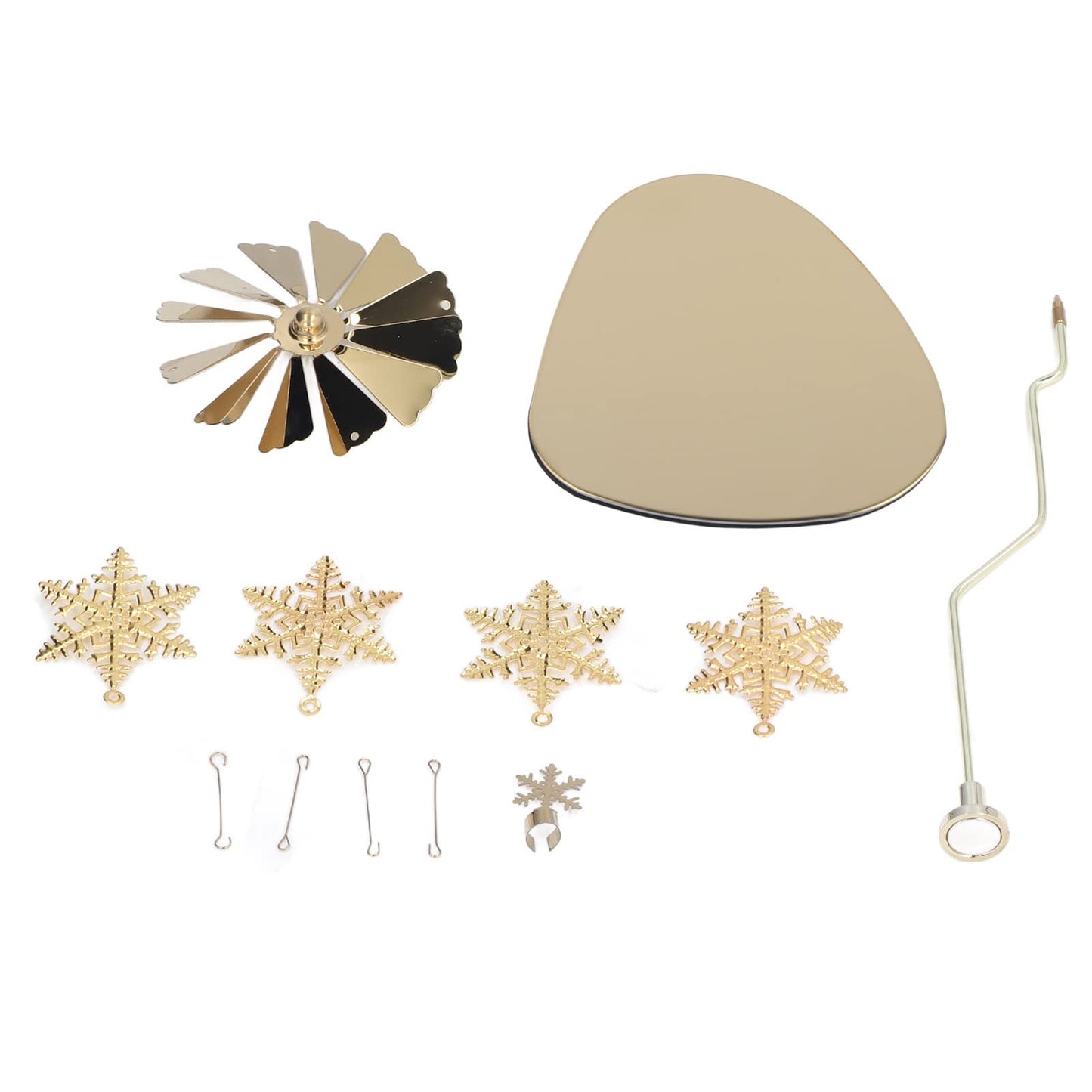 Rotating Candle Holder, Romantic Heat Activated Spinner Decor for Home Wedding Stainless Steel Gold Snowflake 18cm with Round Tray No Candle Cup