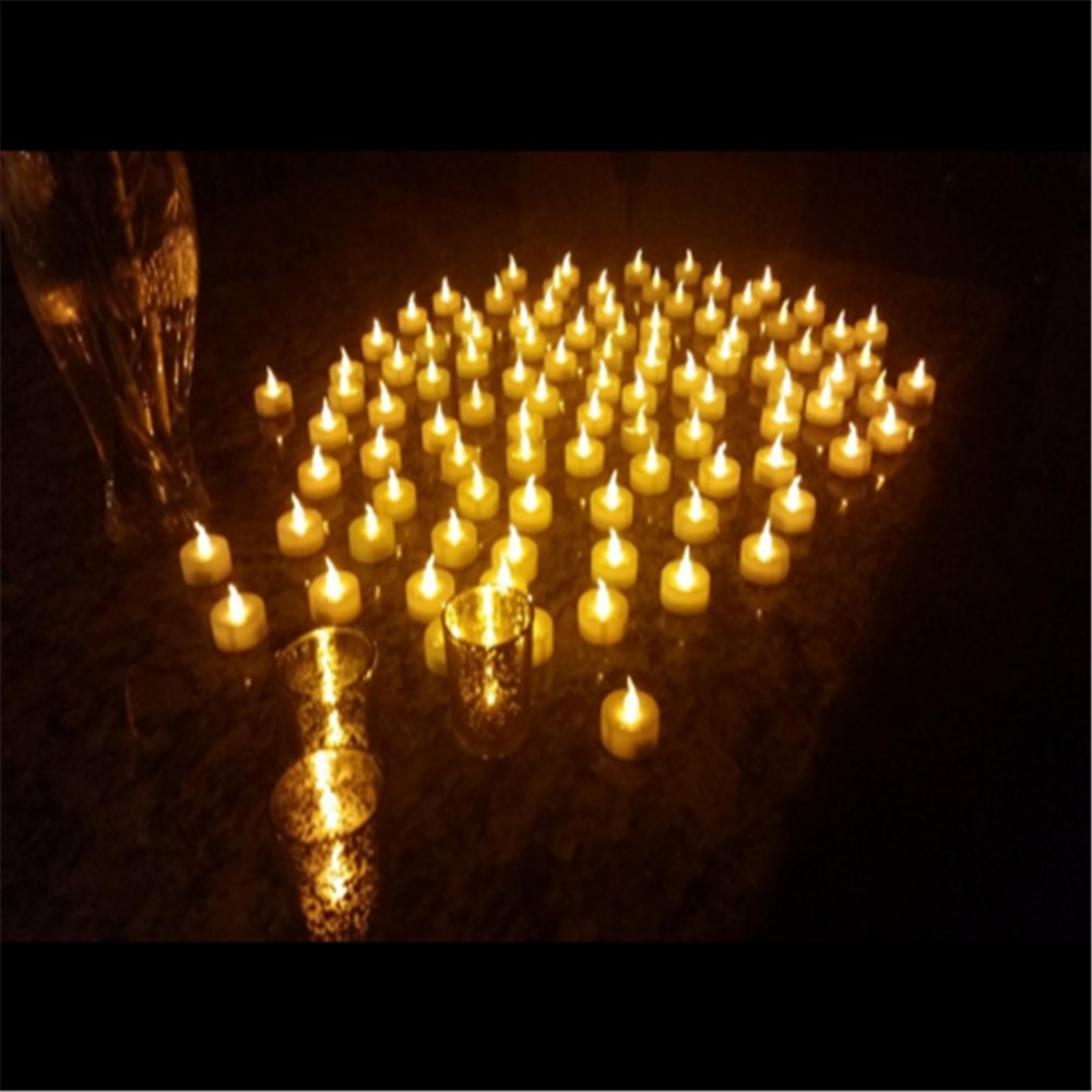 AGPTEK Timer Function, Pack of 24 Flameless LED Candles, Includes CR2032 and Battery Replaceable, Warm Yellow, Pack of 24 Flickering Warm White