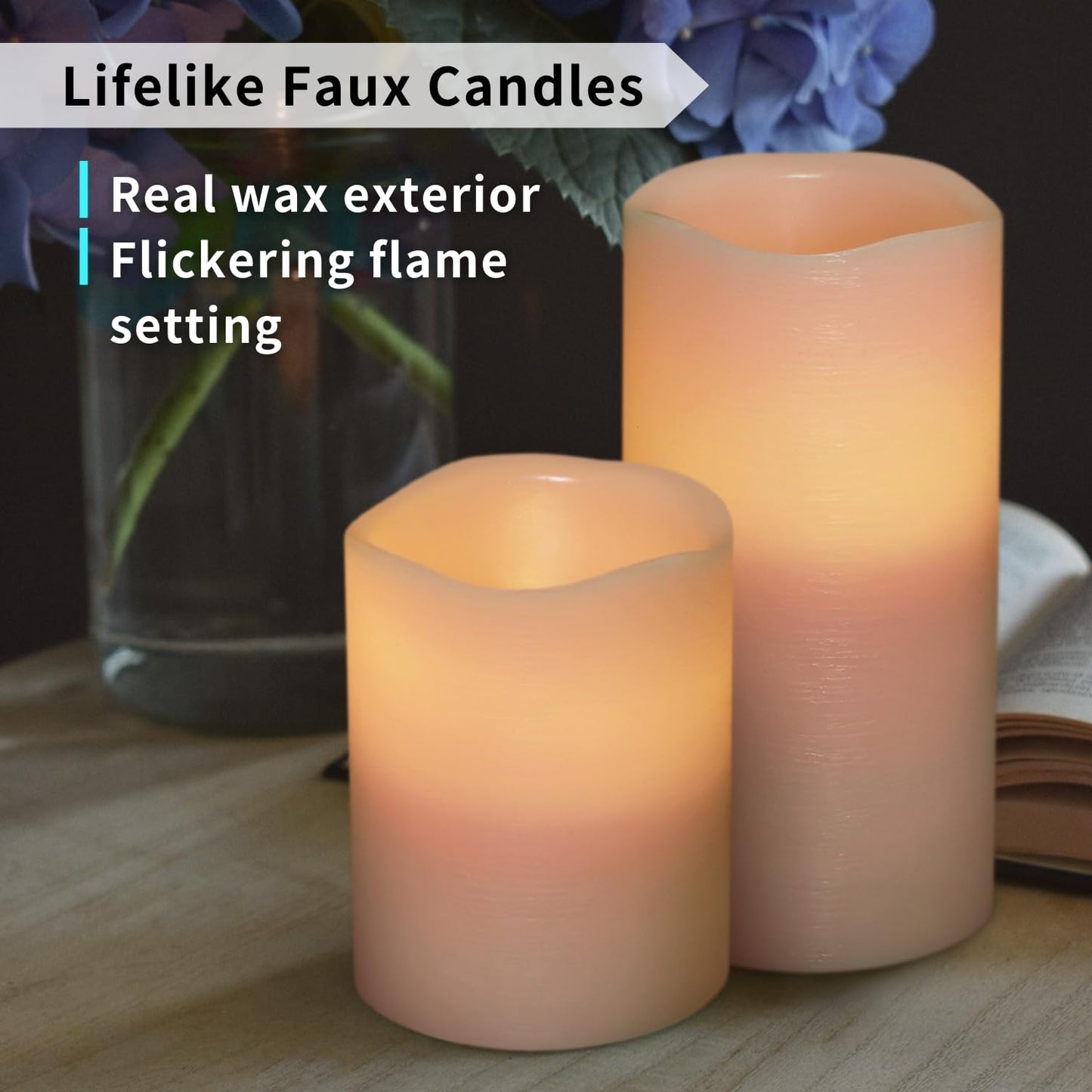 FURORA LIGHTING Pink Flameless Candles - Real Wax, Adjustable Brightness, Remote & Timer - 4 Pillars (3x4, 3x6) and 4 Votives, 8-Pack, Battery Operated