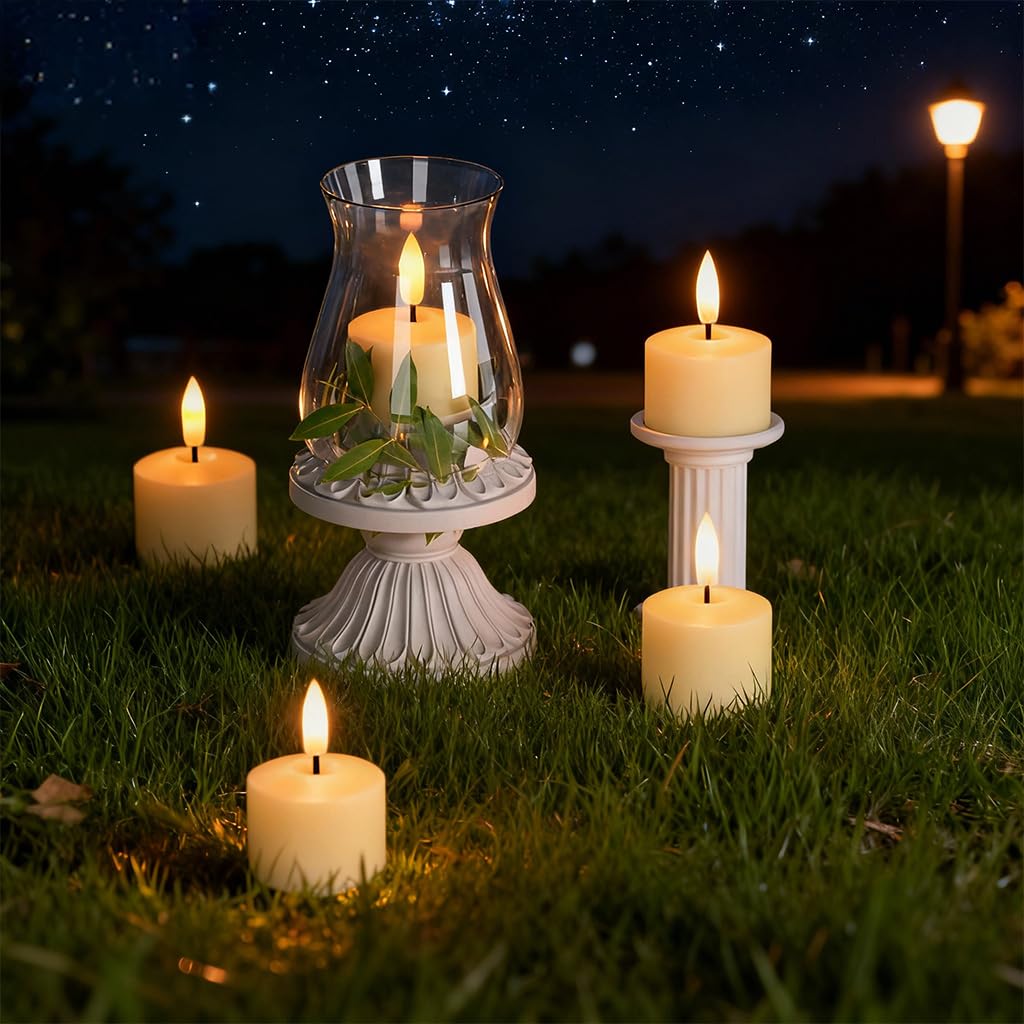 Ntewidbroansa Flameless Rechargeable Tea Lights with Remote Timer - LED Electric Candles Realistic Flickering for Valentines Decoration&Home Decor, Wedding Table, 6-Pack (Φ 1-1/2''×H 2'')