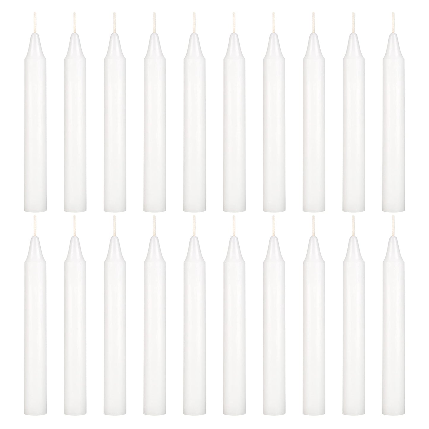 Mega Candles 20 pcs Unscented White Exquisite Mini Taper Spell Candles, 4 Inch Tall x 1/2 Inch Diameter, Magic Chimes, Enchantment, Casting Rituals, Witchcraft, Wiccan, Altar, Metaphysical