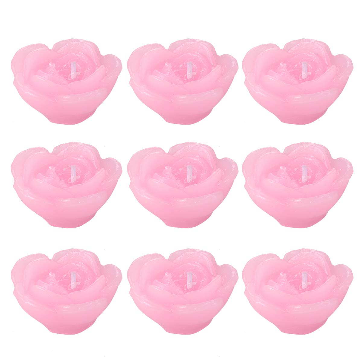 Decorative Candle Light- 12pcs Pink Rose- Shaped Candles Floating Flower Candle Home Decor for Wedding Party Bedroom