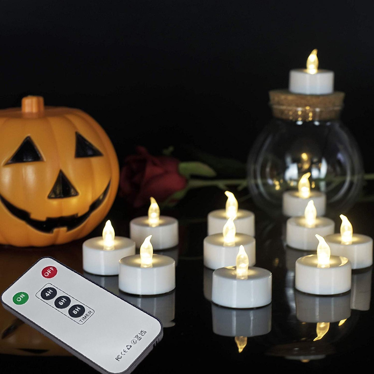 Paichi Tea Lights Candles Battery Operated with Remote Control, 12Pcs Flickering Flameless Candle with Timer, Long Lasting 400+ Hours Led Electric Candle for Home Decor, Wedding, Party (WarmWhite)