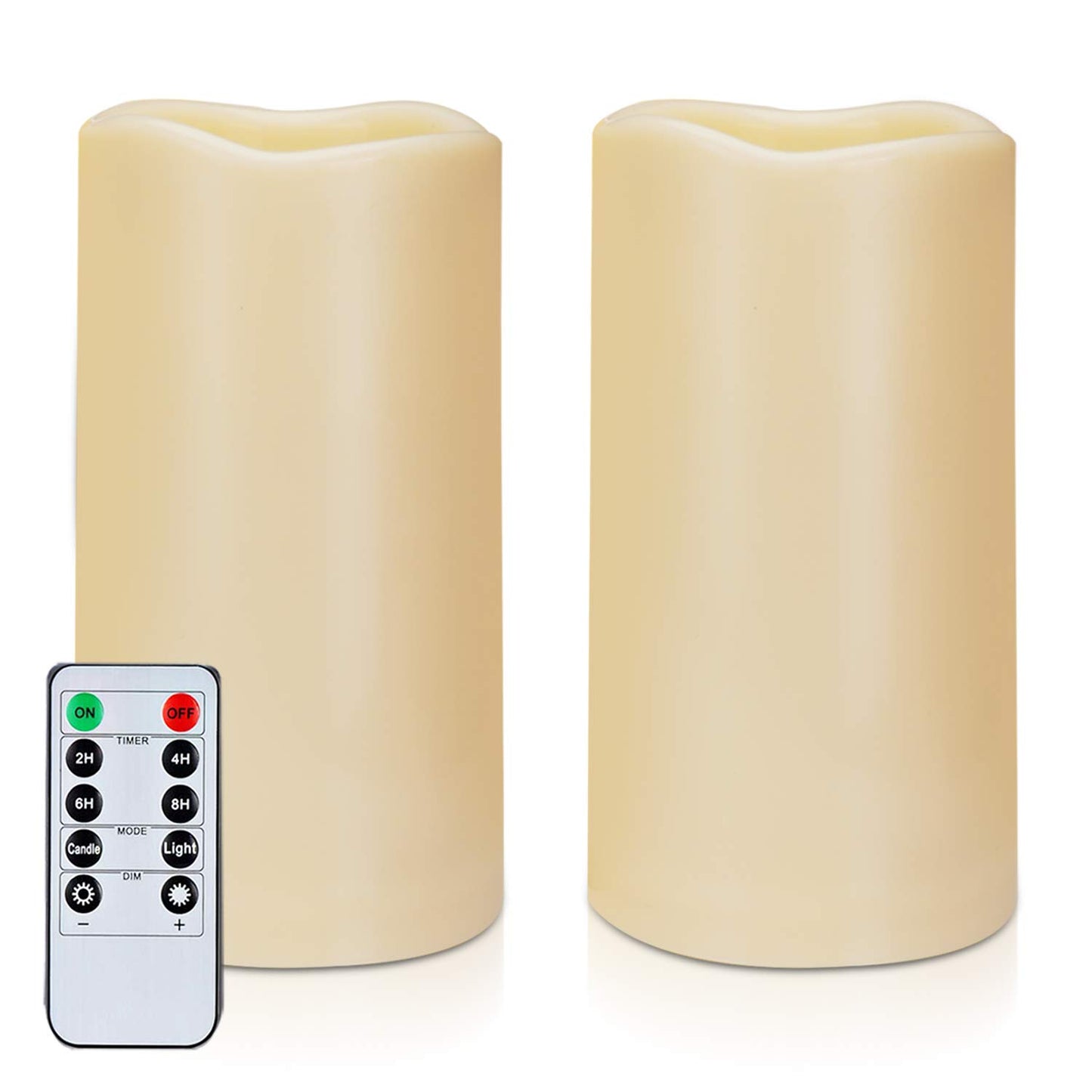Amagic 3" x 6" Waterproof Outdoor Flameless Candles, Battery Operated Candles with Remote and Timer, Flickering LED Pillar Candle for Outside Patio Garden and Indoor Home Decor, Ivory, Set of 2