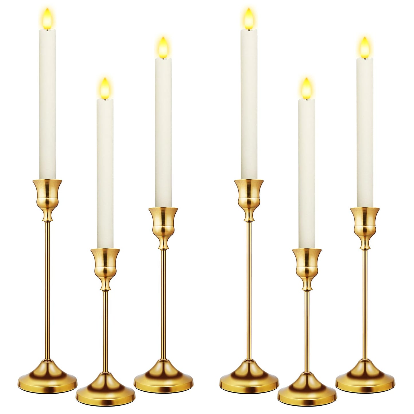 Candlestick Holders 6 PCS Metal Taper Candle Holders, KSWING Gold Candle Stick Holders Set, Perfect for Table Centerpiece Mantel Party Wedding Christmas Home Decor, Set of 6