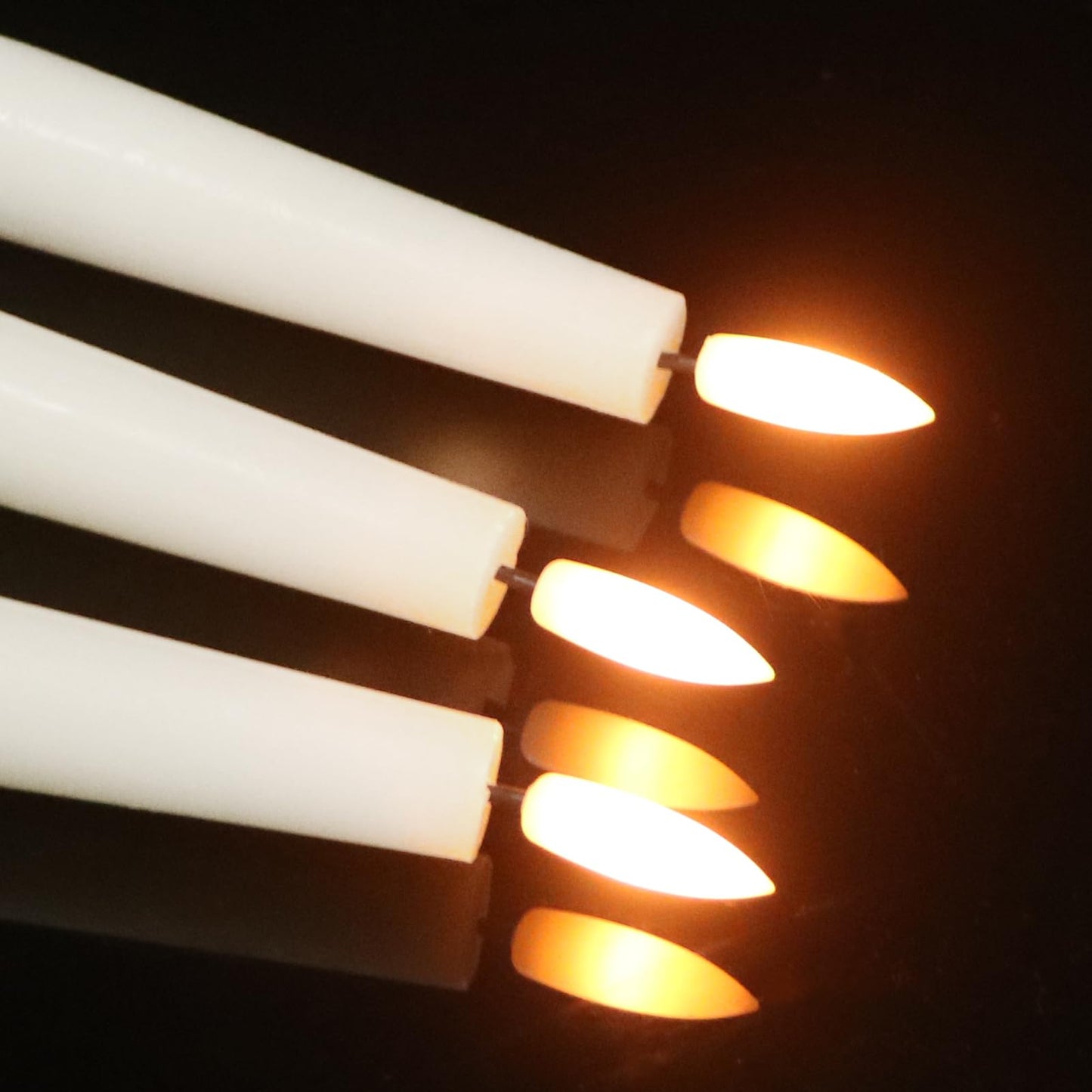 GenSwin Flameless Taper Candles with Remote, White LED Taper Candles Battery Operated, Real Wax Flameless Candlesticks with 3D Wick for Home Party Decor(Set of 3, 0.78” x 9.84”)