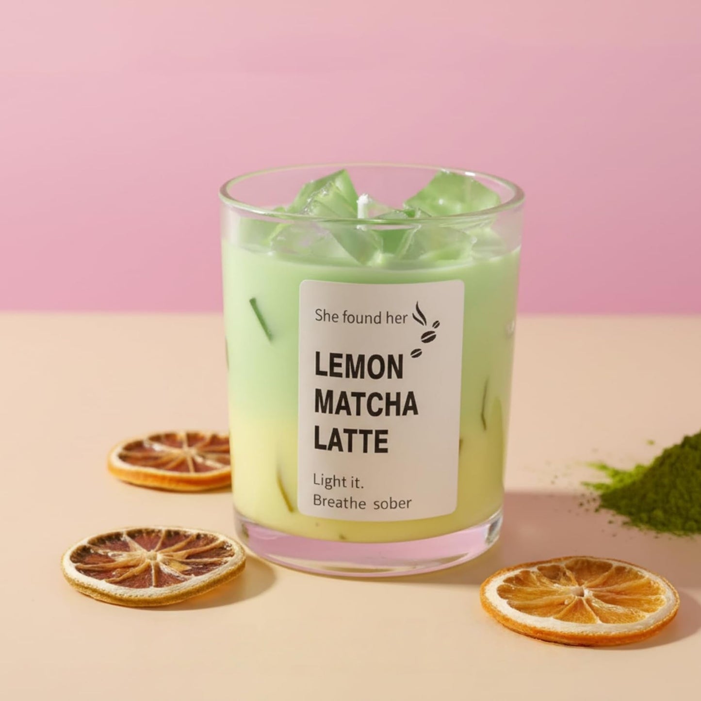 SRCVYLT Coffee Candles Glass Cup Made of Soy Wax, Jelly Candles Gifts for Women Men Coffee Lovers Room Decor (Lemon Macha)