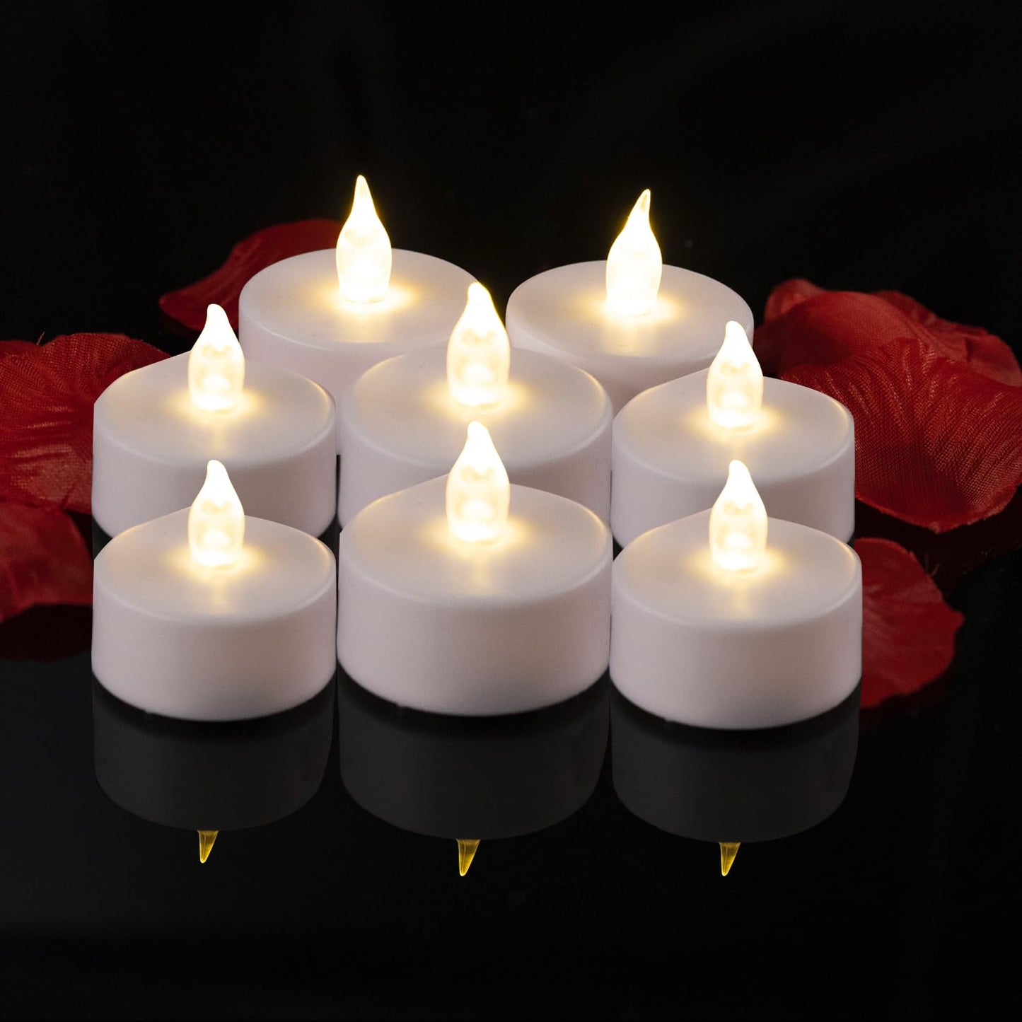 Roomsily LED Tea Lights with Remote Control: Battery Operated Bulk Realistic and Bright Flickering Long Lasting 400+Hours Flameless Candles for Home Decor Holiday Wedding Party (24Pack, WarmWhite)
