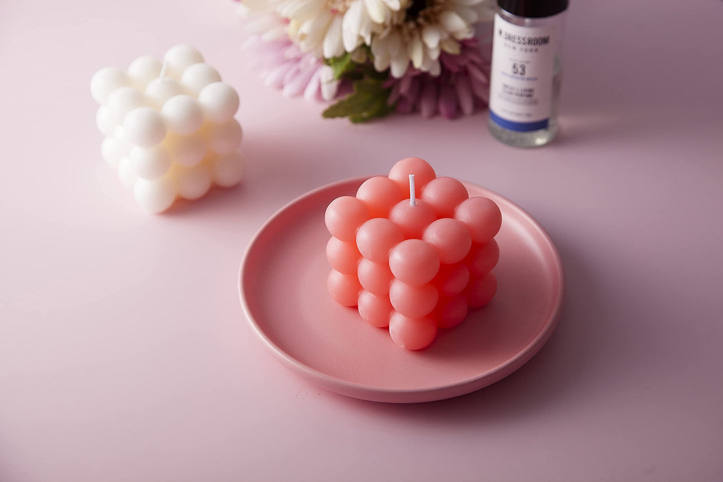 Carol Cao Bubble Candle - Cube Soy Wax Candles, Home Decor Candle, Scented Candle Set 1 Pieces, Home Use and Gifting (Pink) Christmas Gifts