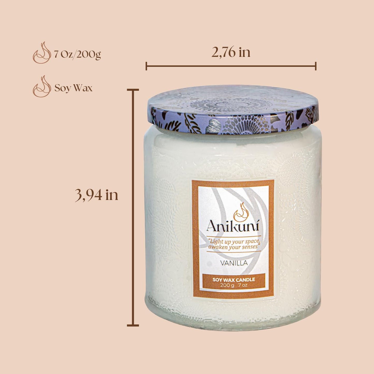 Soy Wax Candle with Vanilla Scent, 7oz, Natural Essence, Long Lasting, Reusable Glass Jar, Eco-Friendly Home Decor, Relaxing Gift for Home Spa, Vanilla Aromatherapy Candle