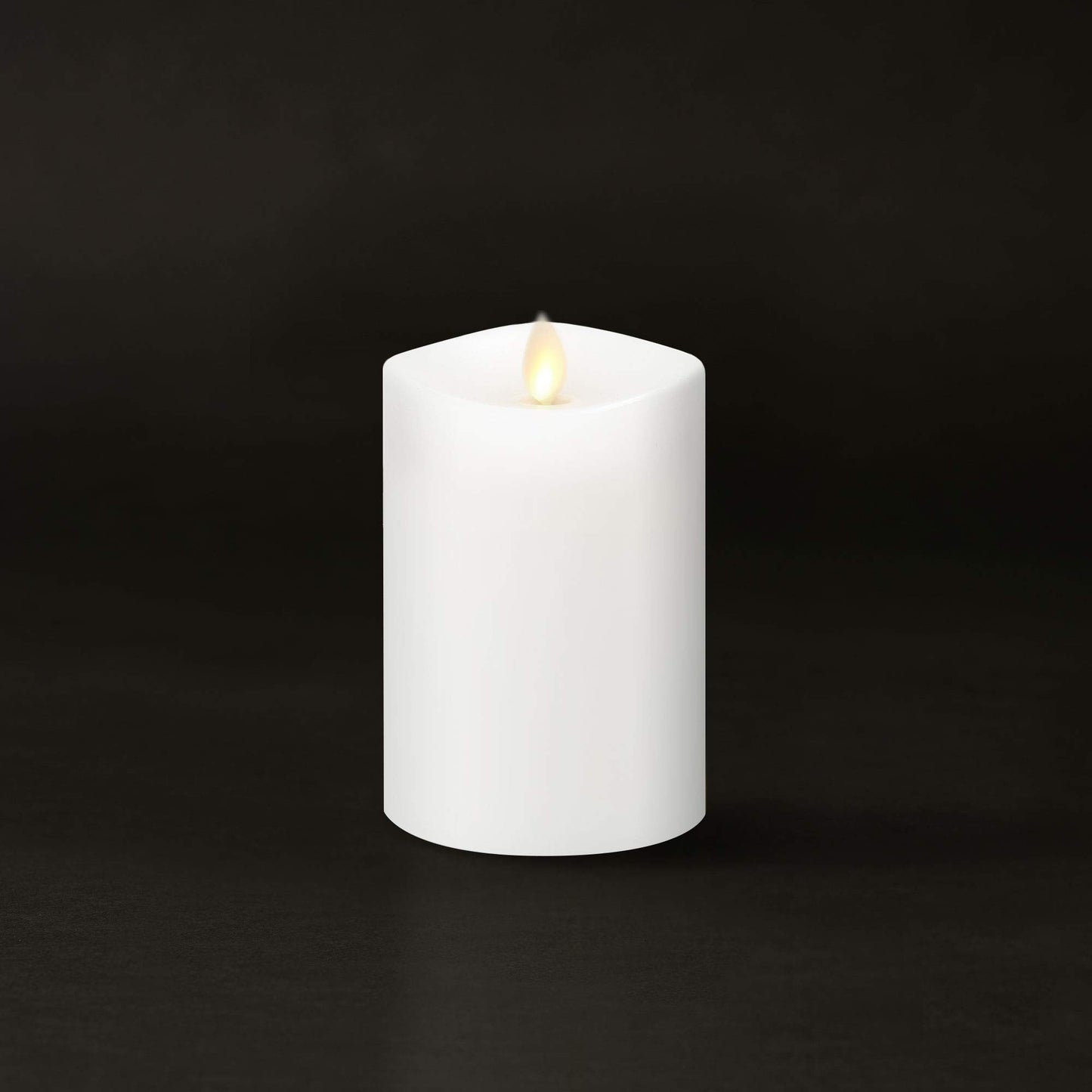Luminara Flameless Pillar Candle, Small (4.5 inches, Unscented) Real-Flame Effect, Melted Edge, Real Wax, Smooth Finish, White, LED Battery-Powered Candle