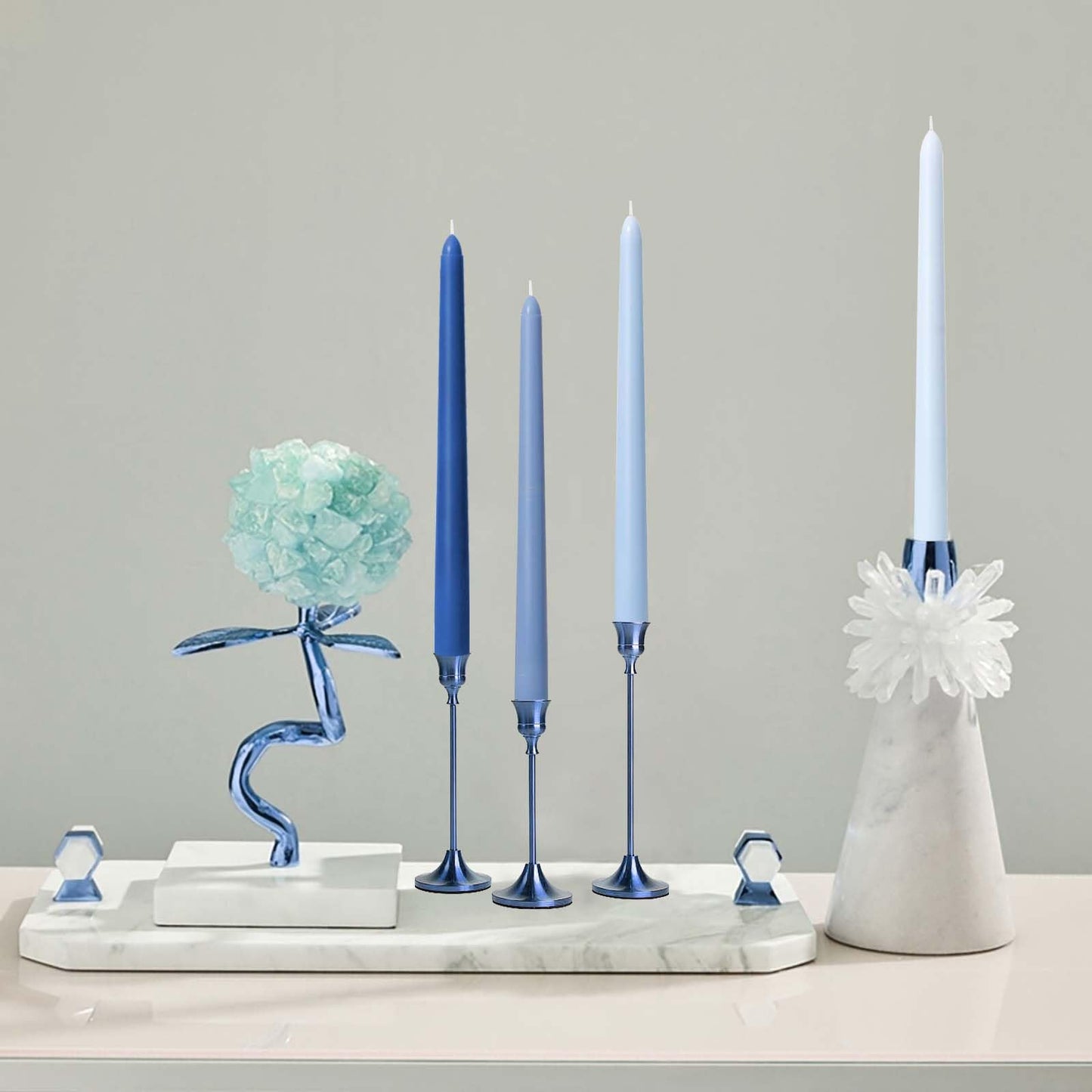 10 inch Dark Blue Gradient Taper Candles,Set of 4 Tapered Candle, Tall Candlesticks,Conical Stick Candles,Smokeless,for Home Dinner, Party, Wedding, Halloween, Christmas (Blue Series, 10inch)