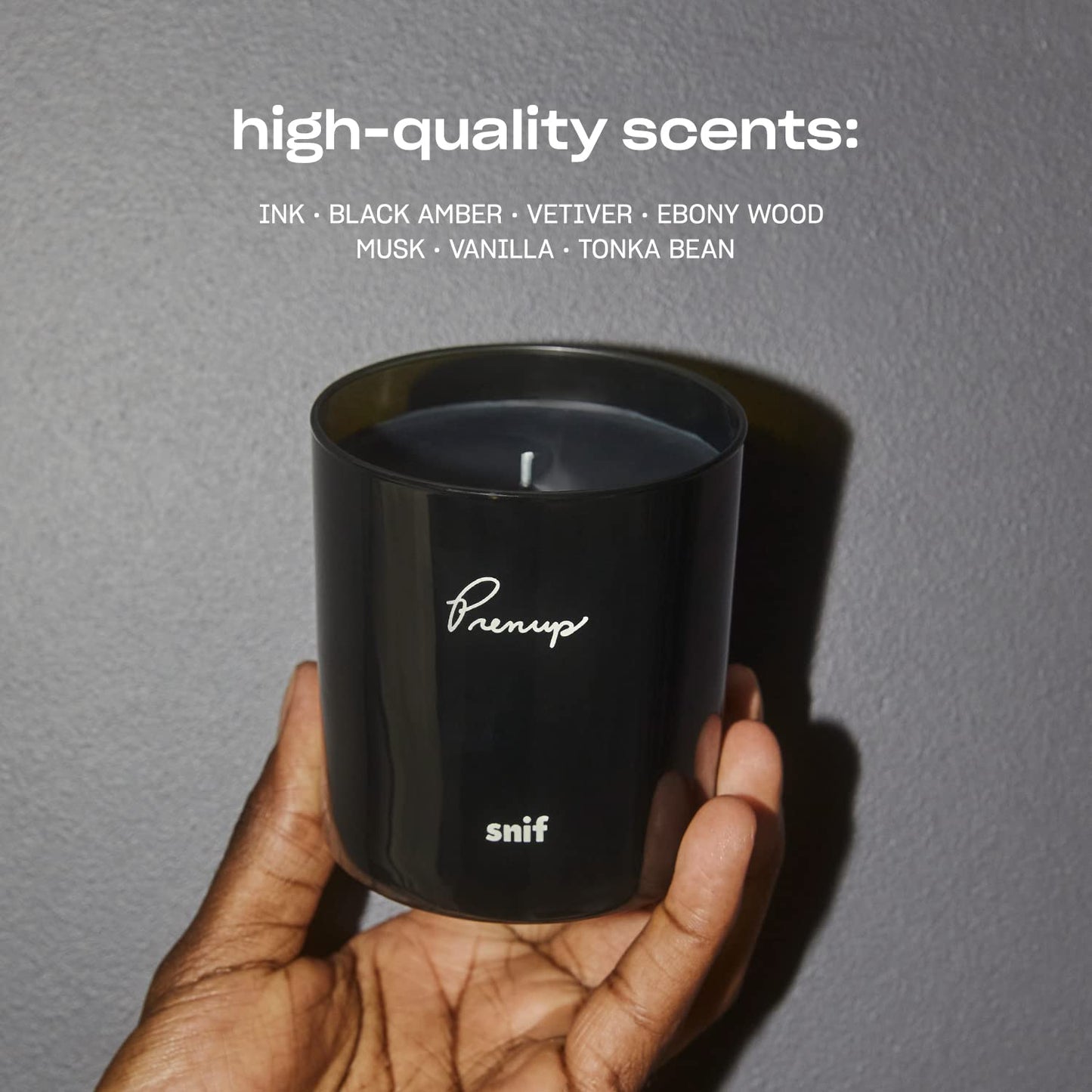 Prenup Luxury Scented Candle by Snif, Musky and Smooth Scent, 50+ Hours, 100% Cotton Fiber Wicks, Soy Wax Blend, Non-Toxic, Vegan, 8.5 oz