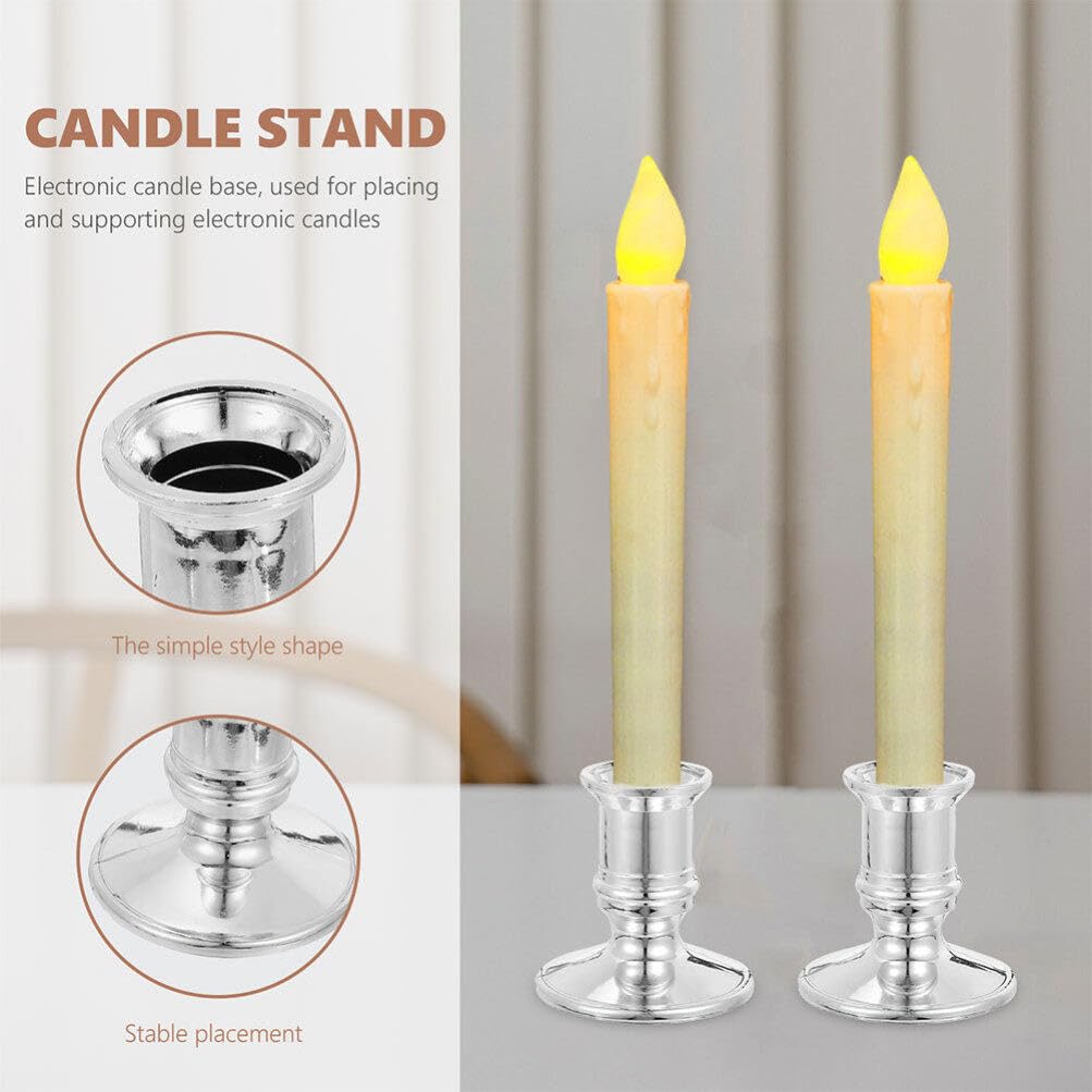Zerodeko 12 Pack Plastic Decorative Candle Stands Taper Candle Base Holder Set for Tabletop Wedding