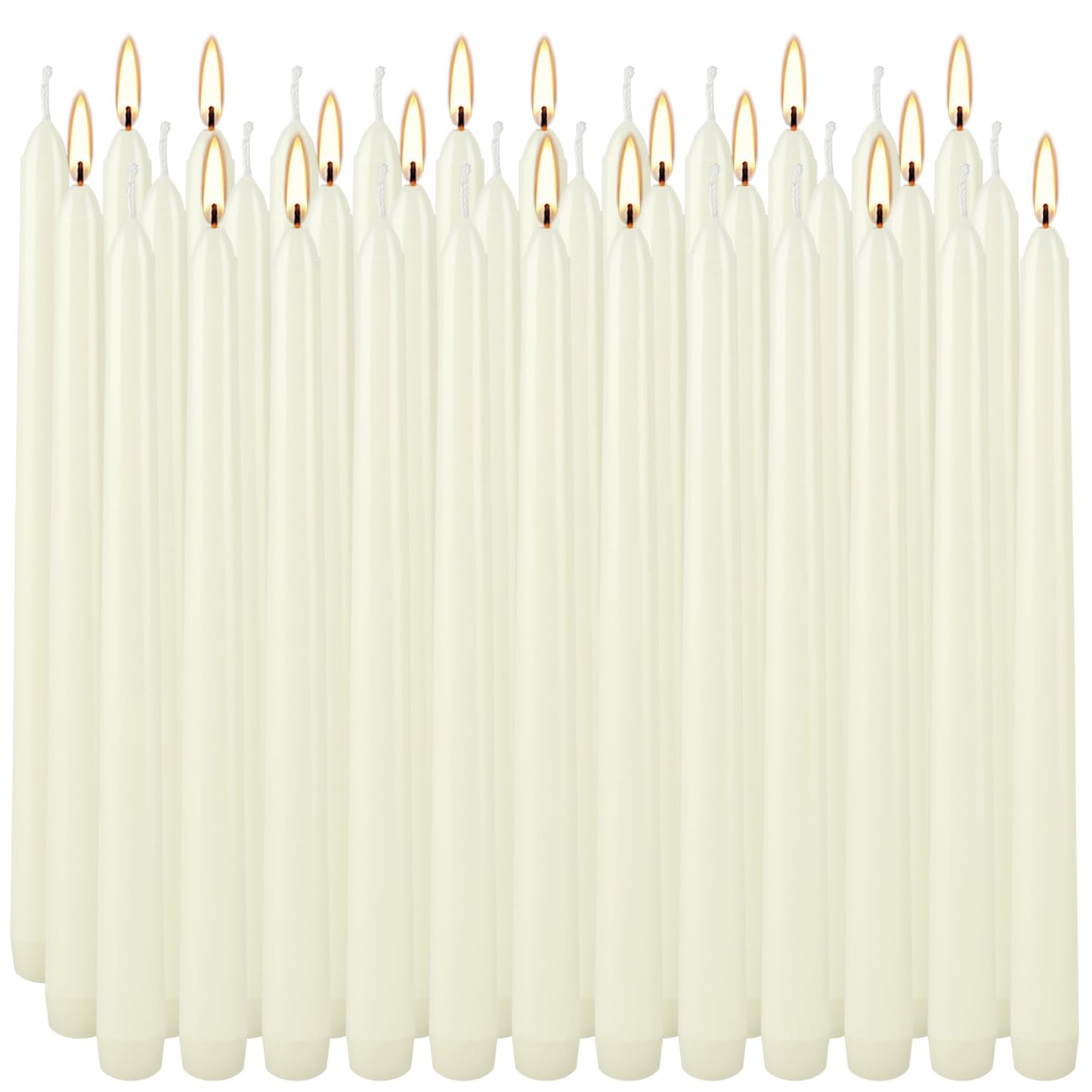 36 Pack Ivory Taper Candles 10 inch(H) Dripless, Smokeless & Unscented - Long Burning Time - Hand Poured Tall Candlesticks - Ideal for Restaurant,Weddings, Dinner Parties, and Home Decor