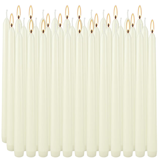 36 Pack Ivory Taper Candles 10 inch(H) Dripless, Smokeless & Unscented - Long Burning Time - Hand Poured Tall Candlesticks - Ideal for Restaurant,Weddings, Dinner Parties, and Home Decor