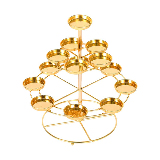 MIXIKE 1PC 3 Layer 14 Lamp Home Table Centerpieces Butter Lamp Desk Ornament Candle Holder Butter Lamp Candle Holder