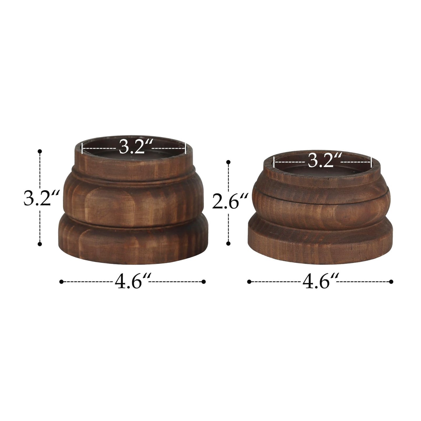 NIKKY HOME Farmhouse Wooden Pillar Candle Holders Set of 2, Rustic Solid Wood Candlesticks Pedestal Stand, Fireplace Mantle Table Centerpiece Decor, Brown