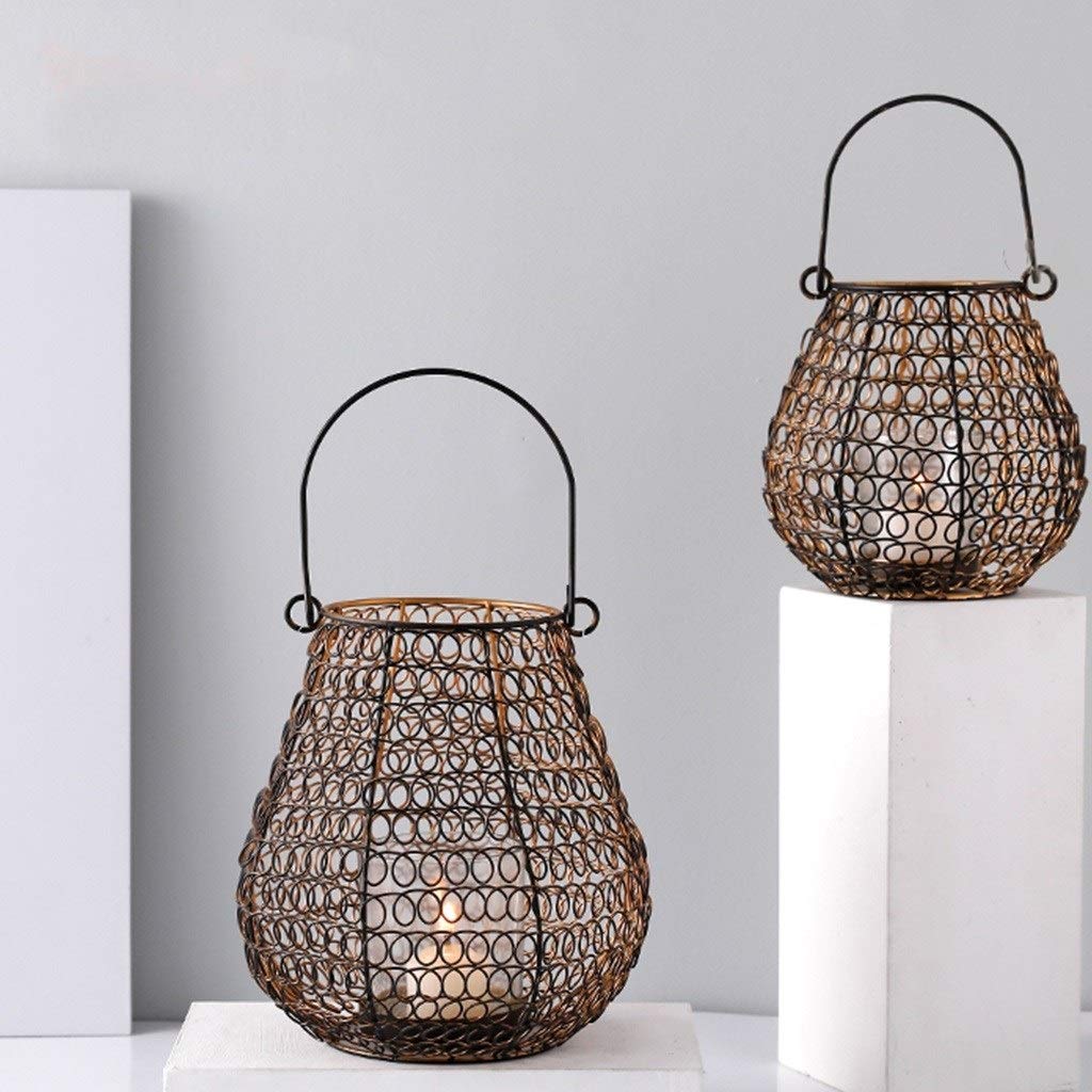 XILIN-1987 Candle Holderss Iron Candle Holder Retro Living Room Study Balcony Bedroom Tabletop Ornament Candlestick Decorative Candlestick