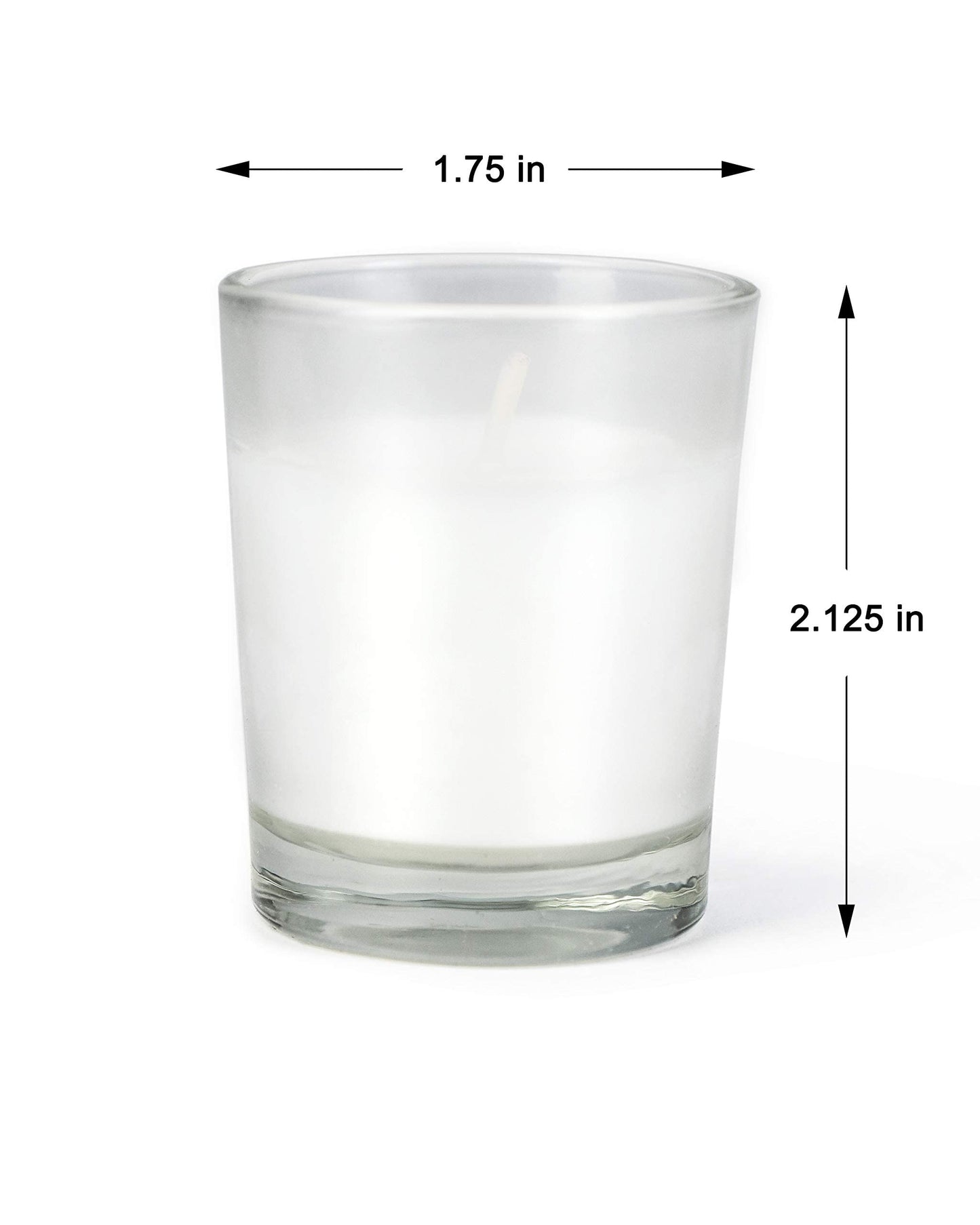 Serene Spaces Living 100-Pack White Unscented Votive Candles in Glass Holders, 10 Hour Burn Time, Bulk Set for Weddings, Events, Parties, Spa, Emergency & Home Decor, 2" Tall x 1.75" Diameter