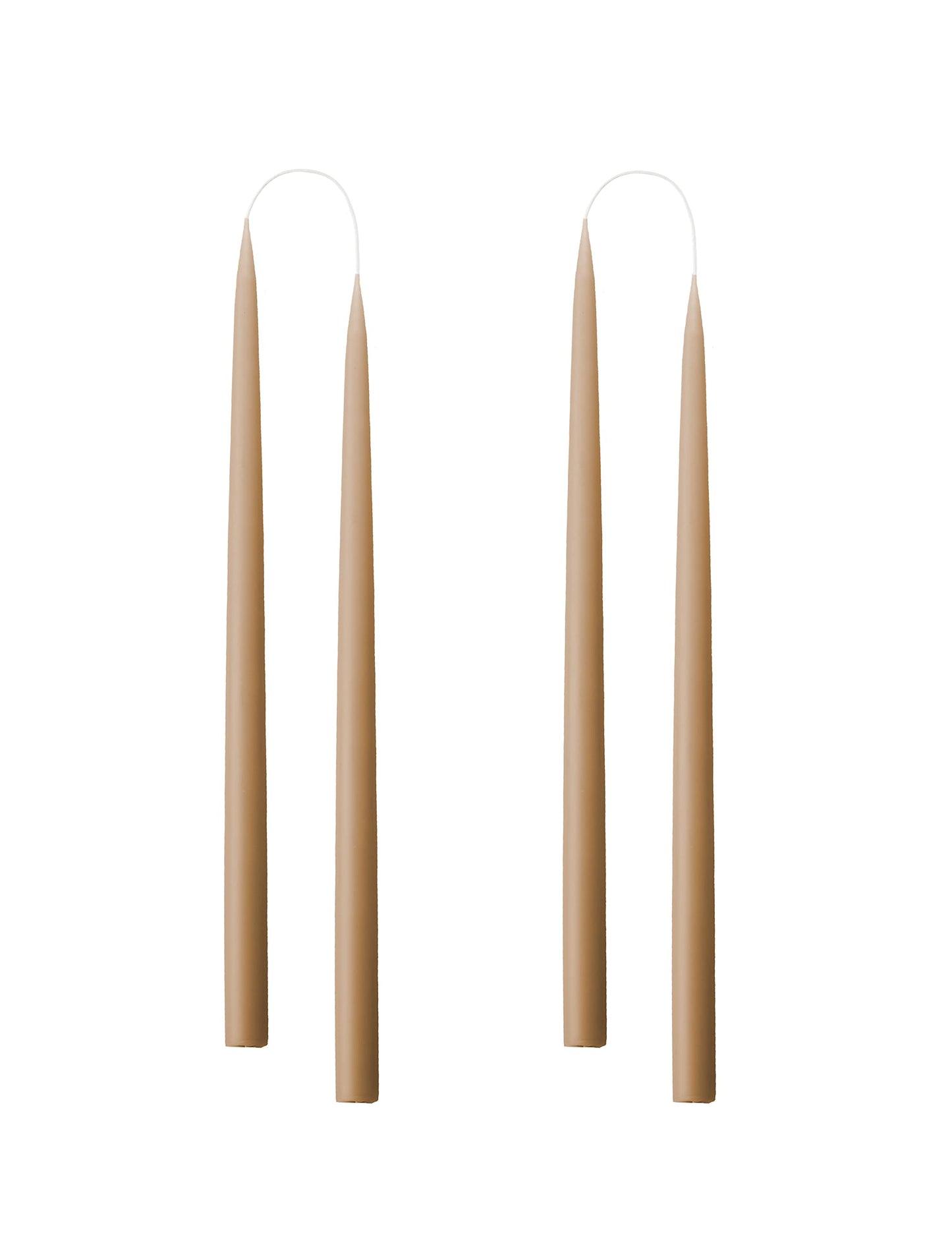 Kunstindustrien® Taper Candles – Set of 4, 13.8" – Made in Denmark, Long Burning Candles 15h, Unscented & Smokeless Candlesticks – Elegant Tall Candles for Weddings, Dinners & Home Decor (Nougat)